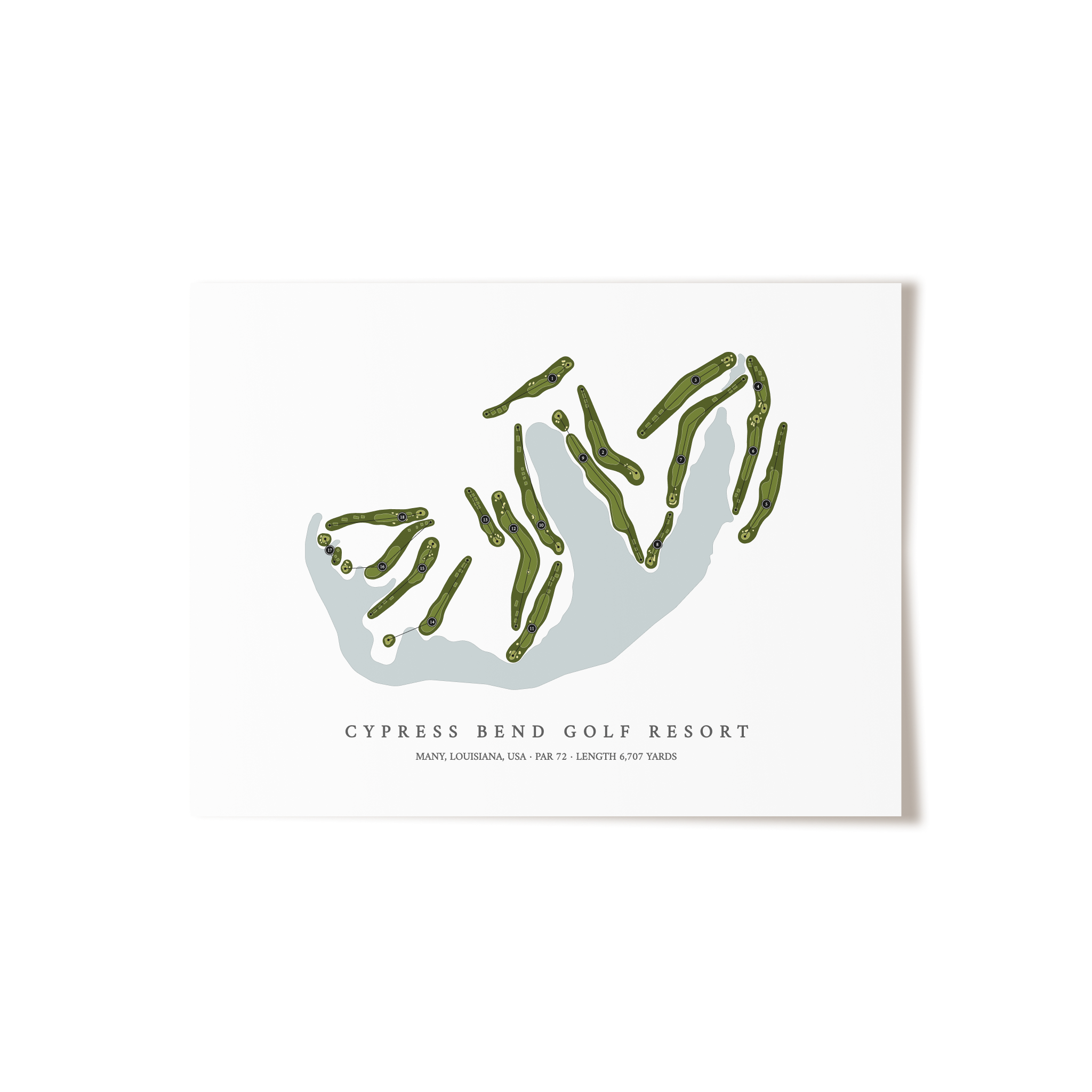 Cypress Bend Golf Resort | Golf Course Map | Unframed