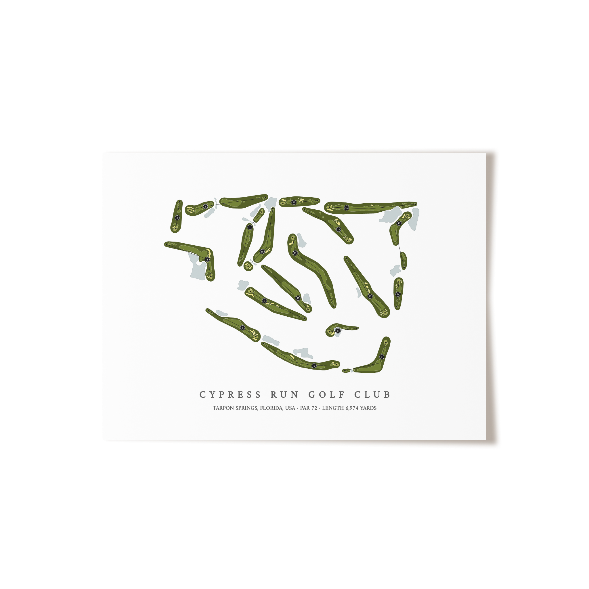 Cypress Run Golf Club | Golf Course Map | Unframed