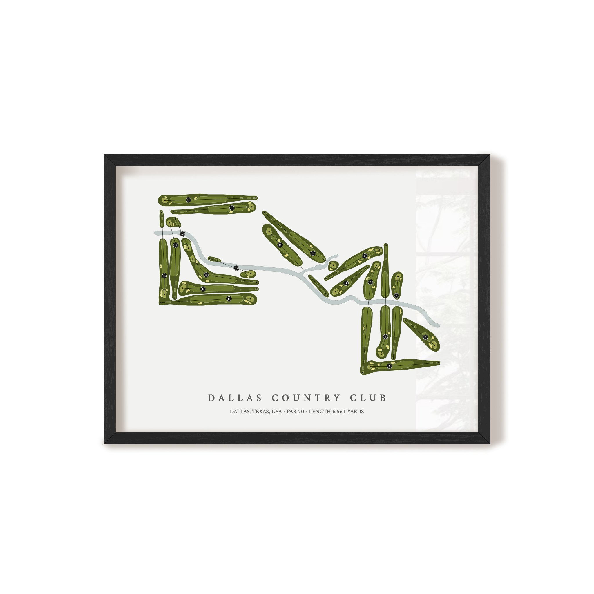 Dallas Country Club | Golf Course Map | Black Frame