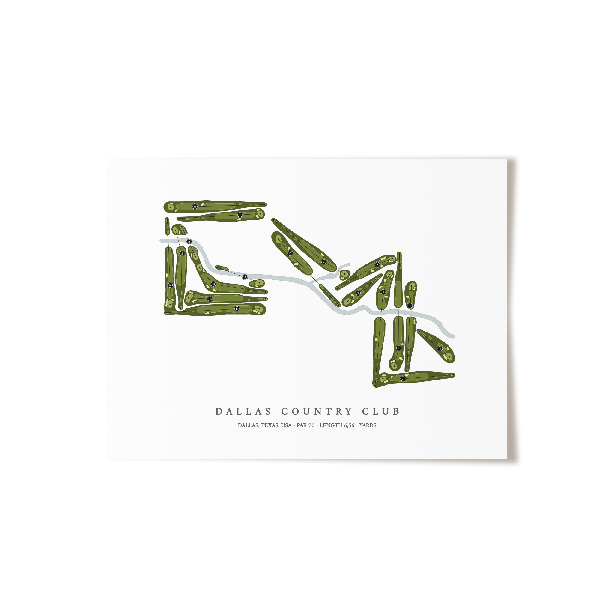 Dallas Country Club | Golf Course Map | Unframed