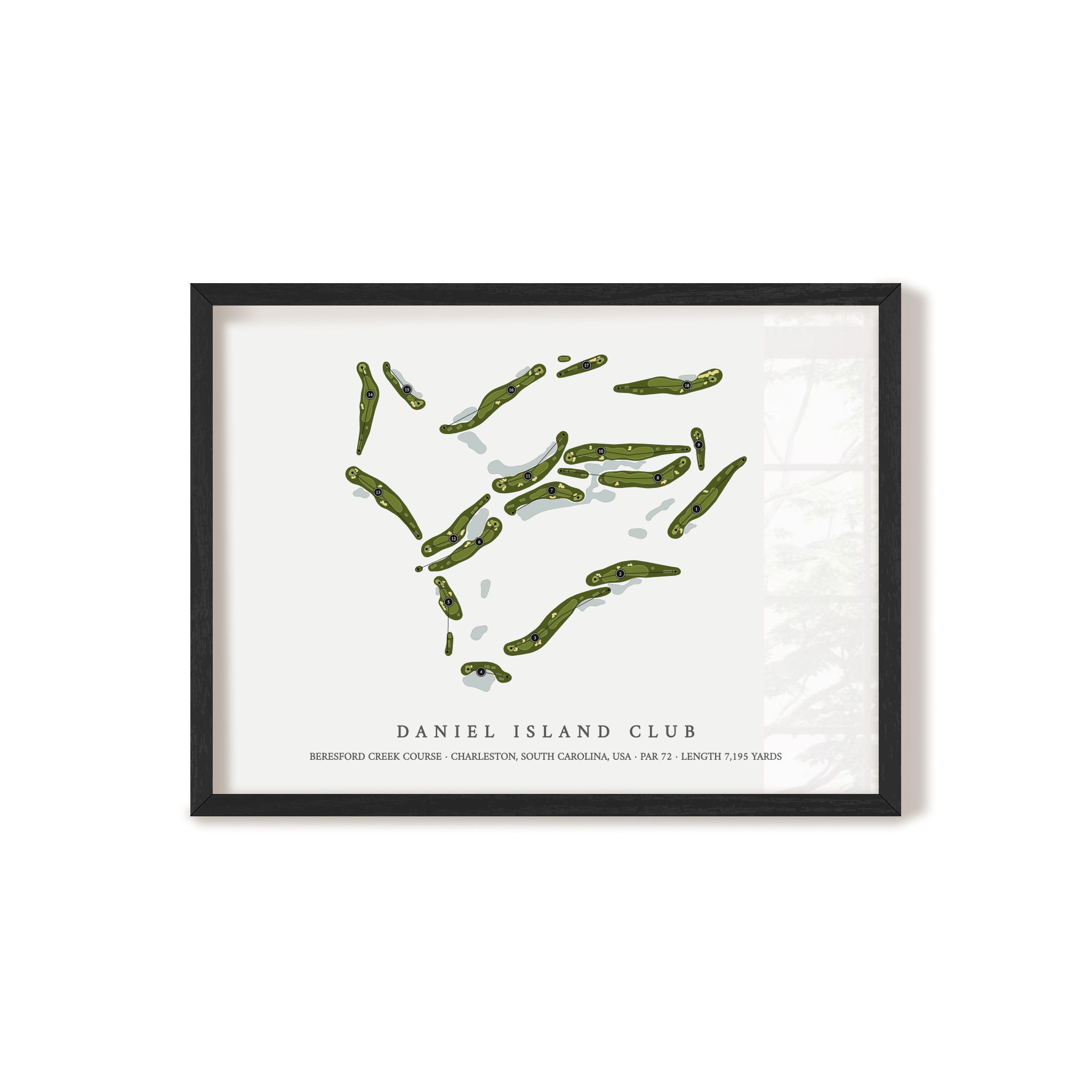 Daniel Island Club - Beresford Creek Course | Golf Course Map | Black Frame