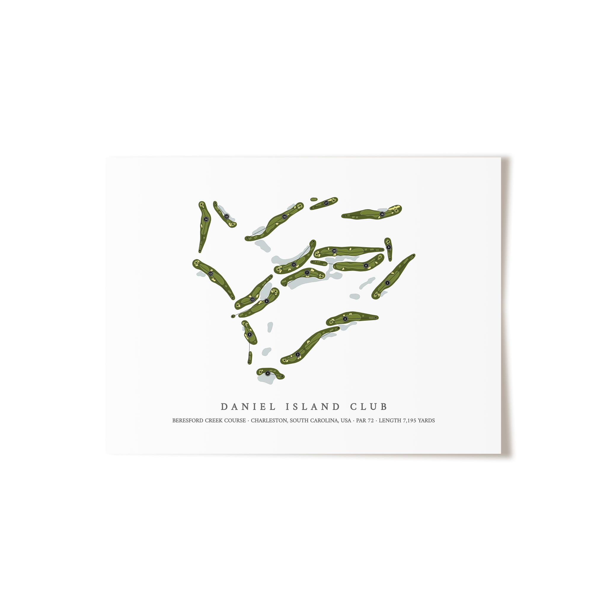 Daniel Island Club - Beresford Creek Course | Golf Course Map | Unframed