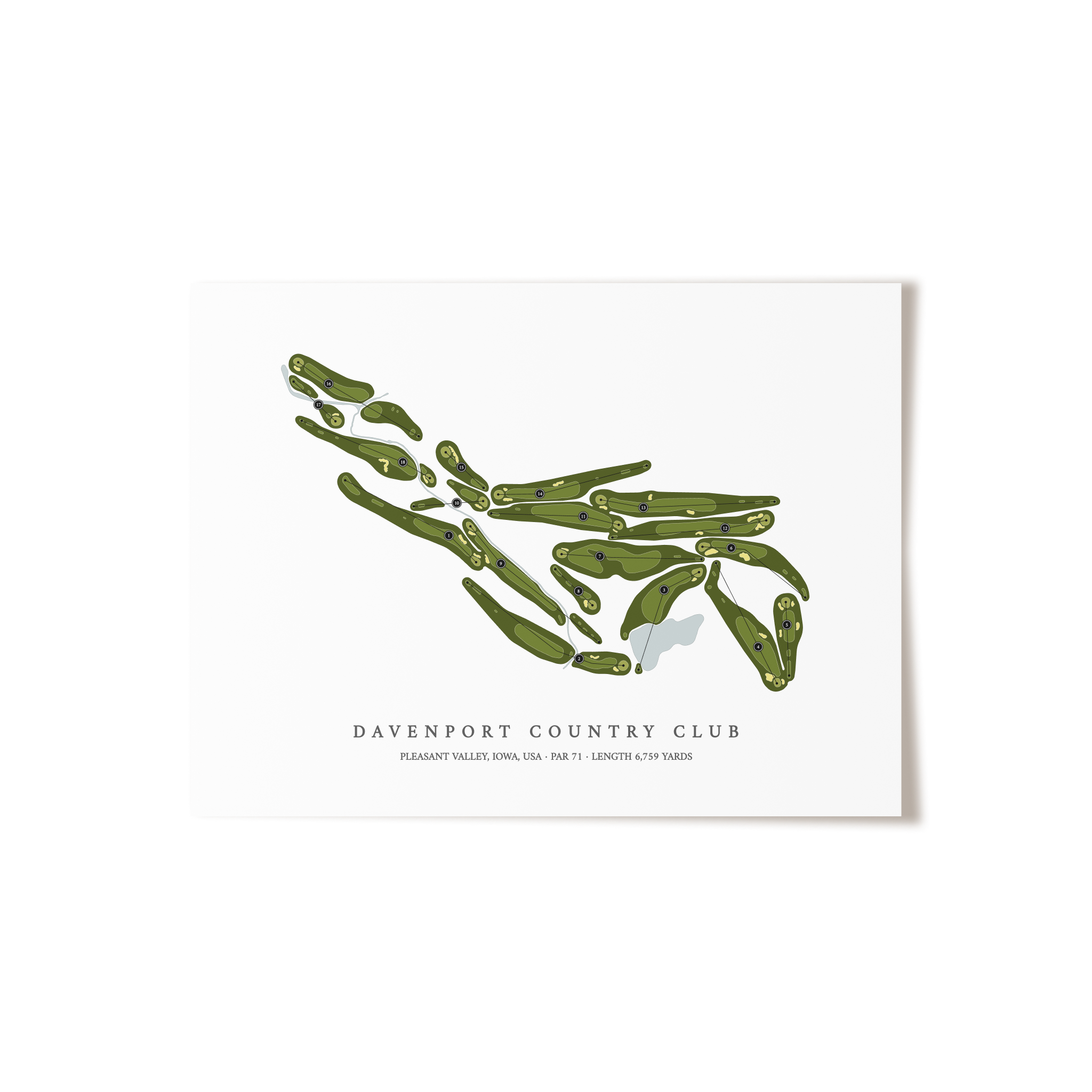 Davenport Country Club | Golf Course Map | Unframed