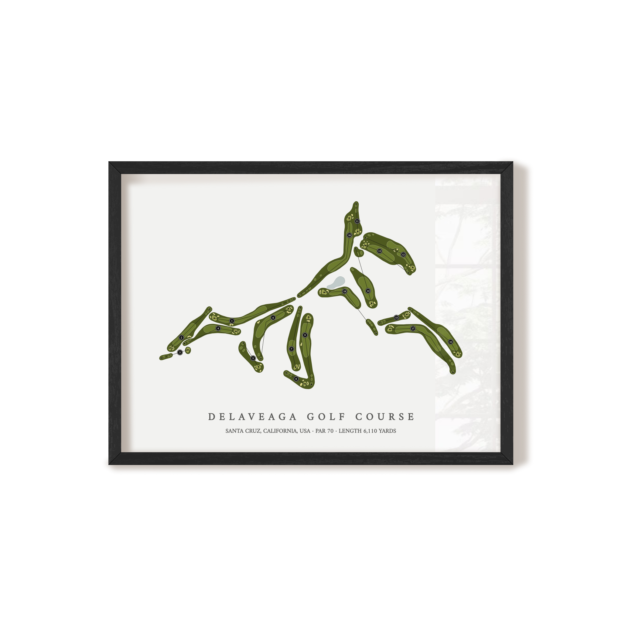 DeLaveaga Golf Course | Golf Course Map | Black Frame