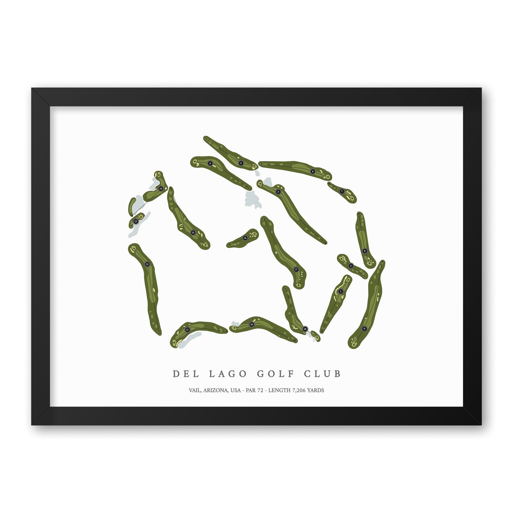 Del Lago Golf Club | Golf Course Map | Black Frame