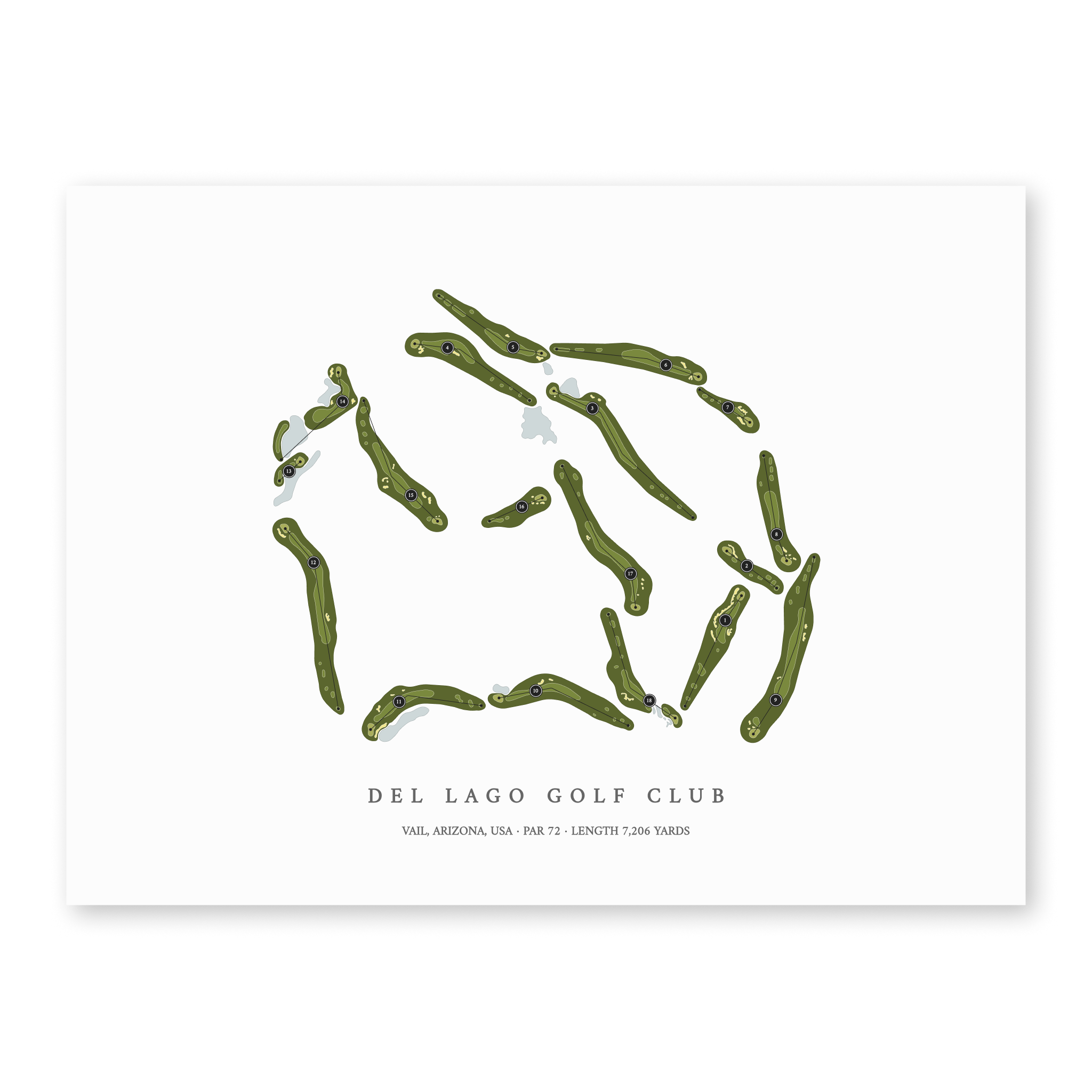 Del Lago Golf Club | Golf Course Map | Unframed