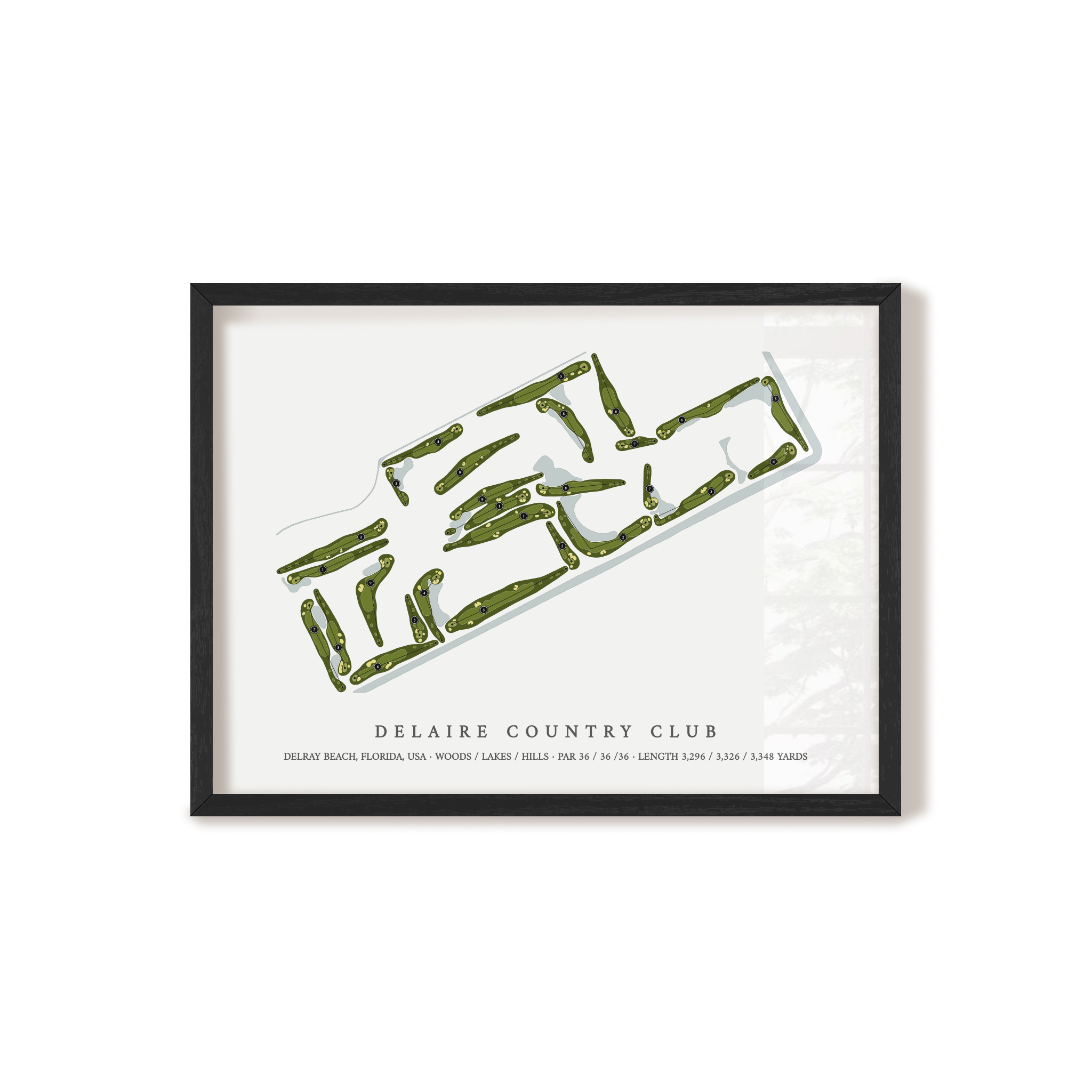 Delaire Country Club | Golf Course Map | Black Frame