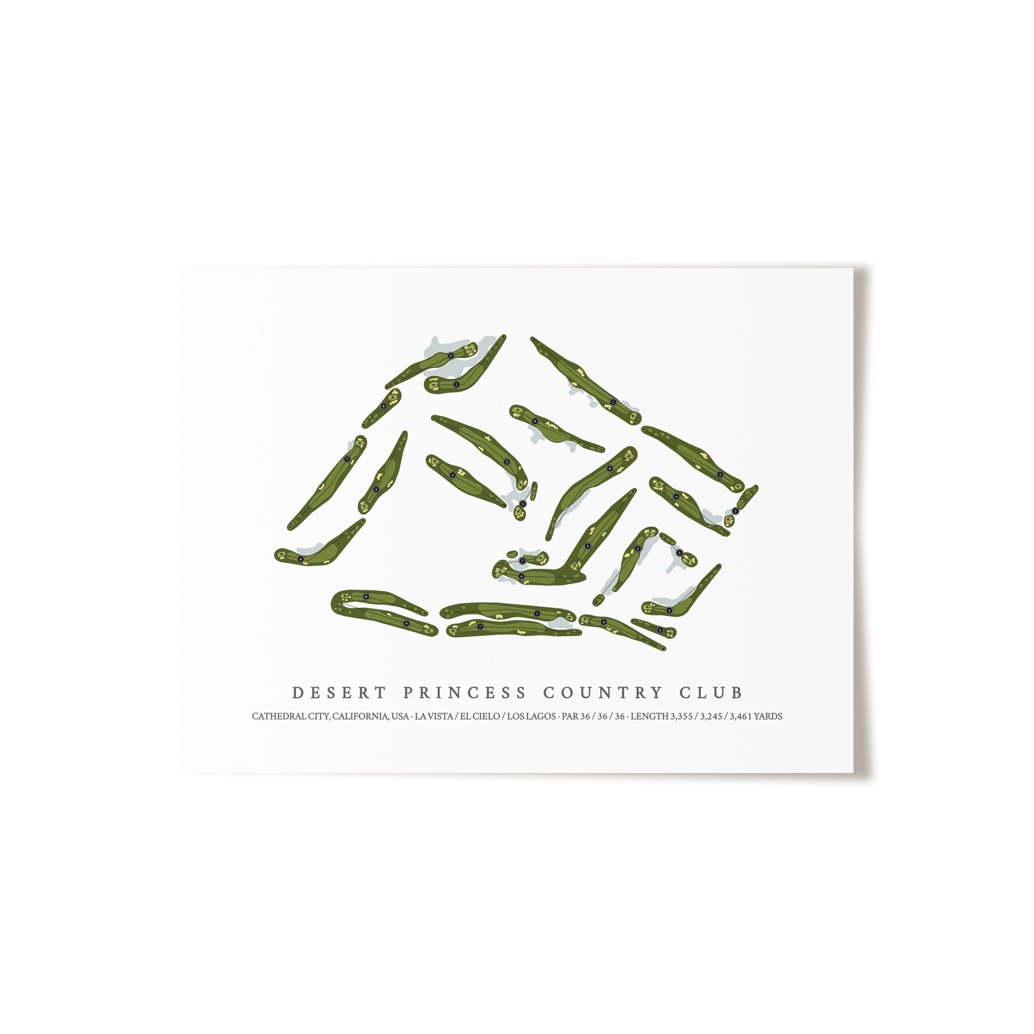 Desert Princess Country Club | Golf Course Map | Unframed