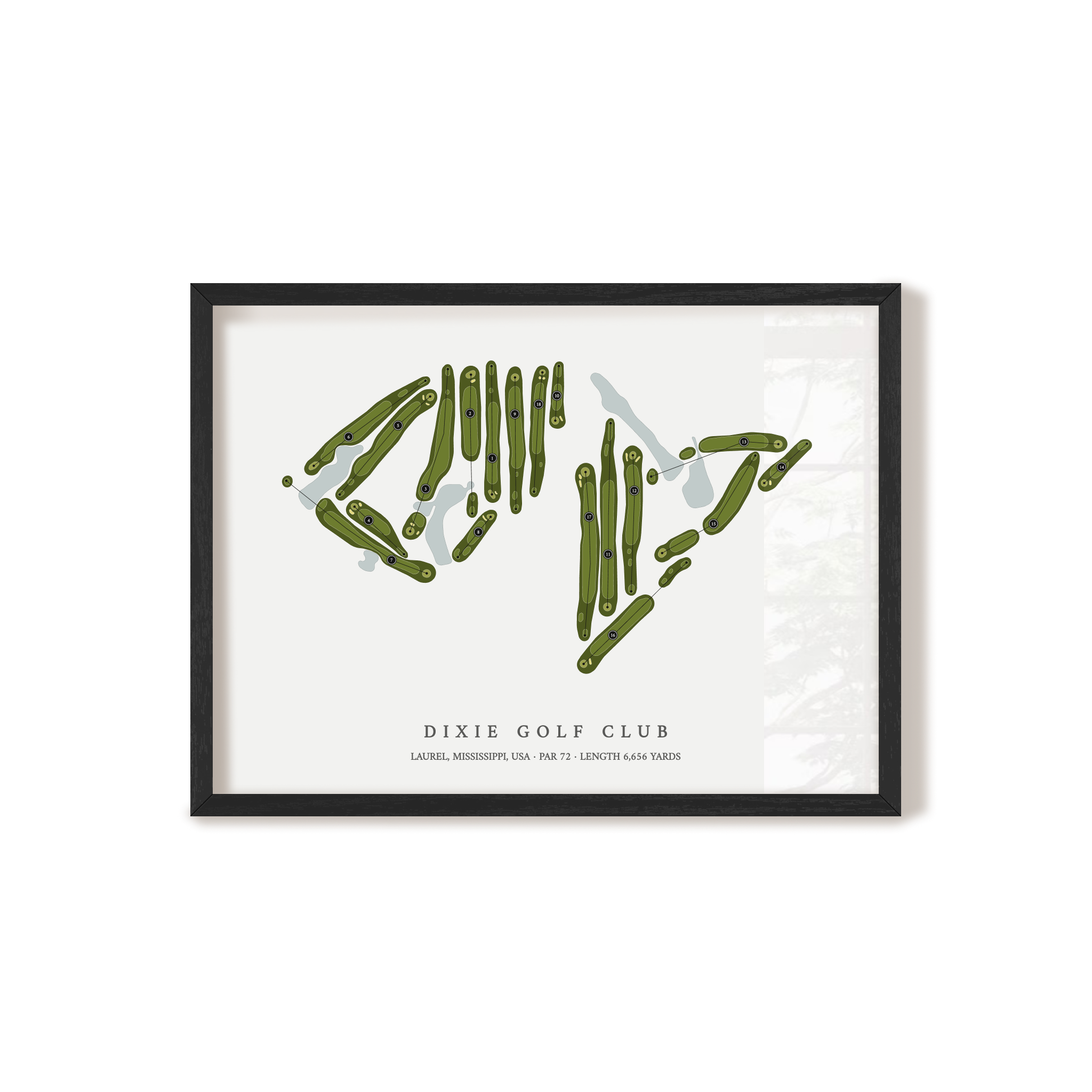 Dixie Golf Club | Golf Course Map | Black Frame