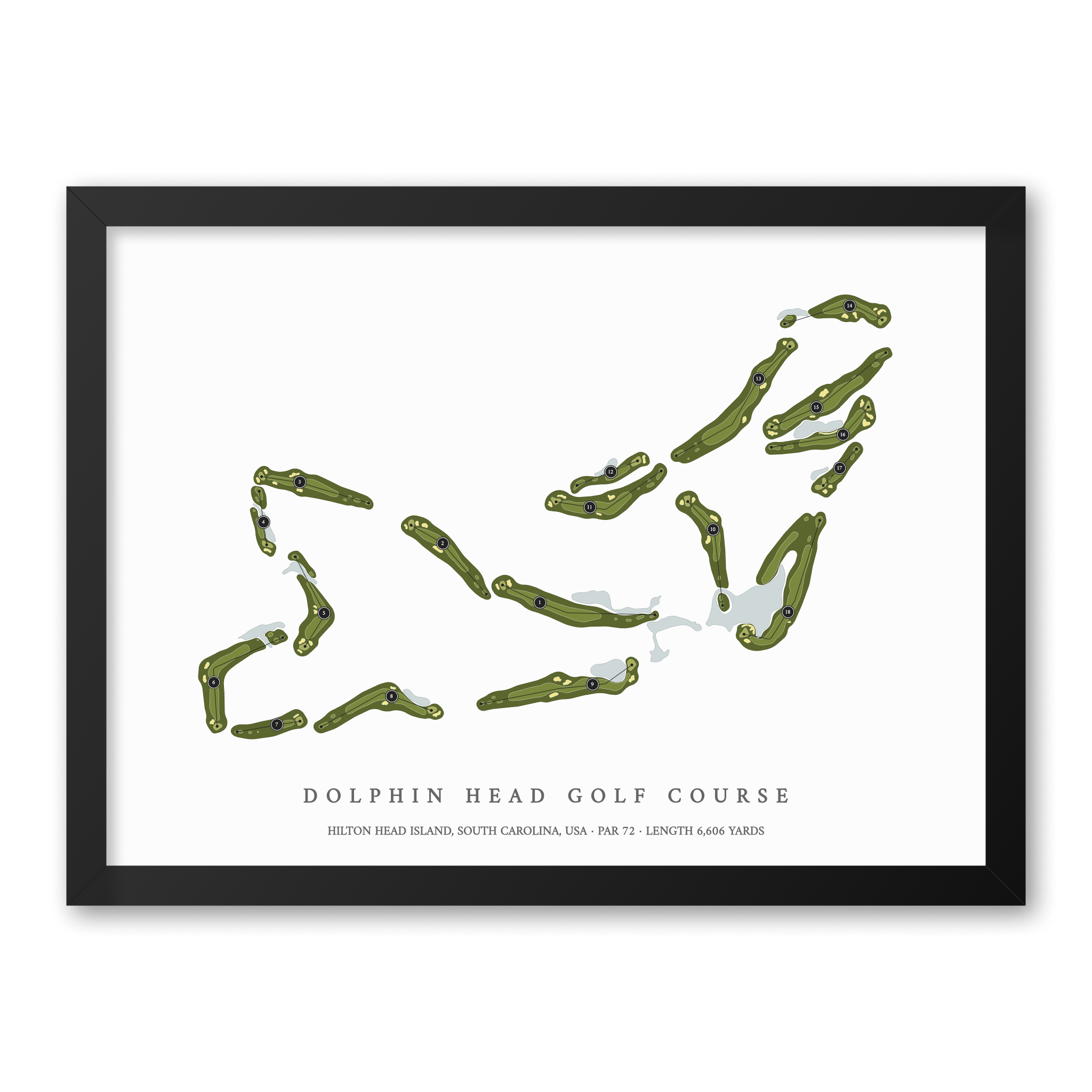 Dolphin Head Golf Course | Golf Course Print | Black Frame