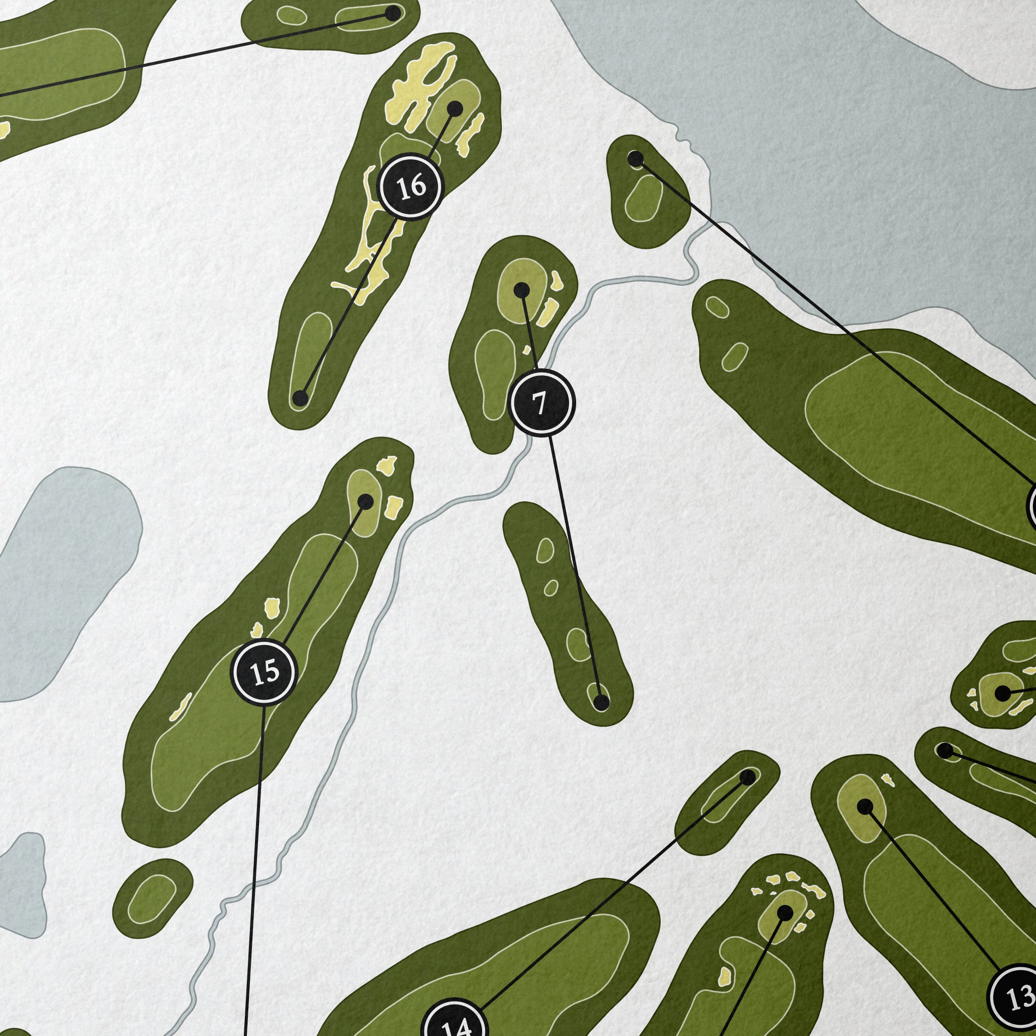 Dormie Club | Golf Course Print | Close Up