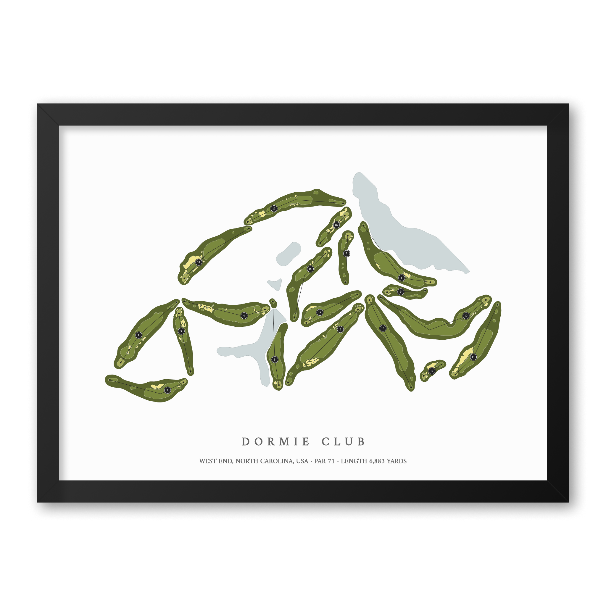 Dormie Club | Golf Course Print | Black Frame
