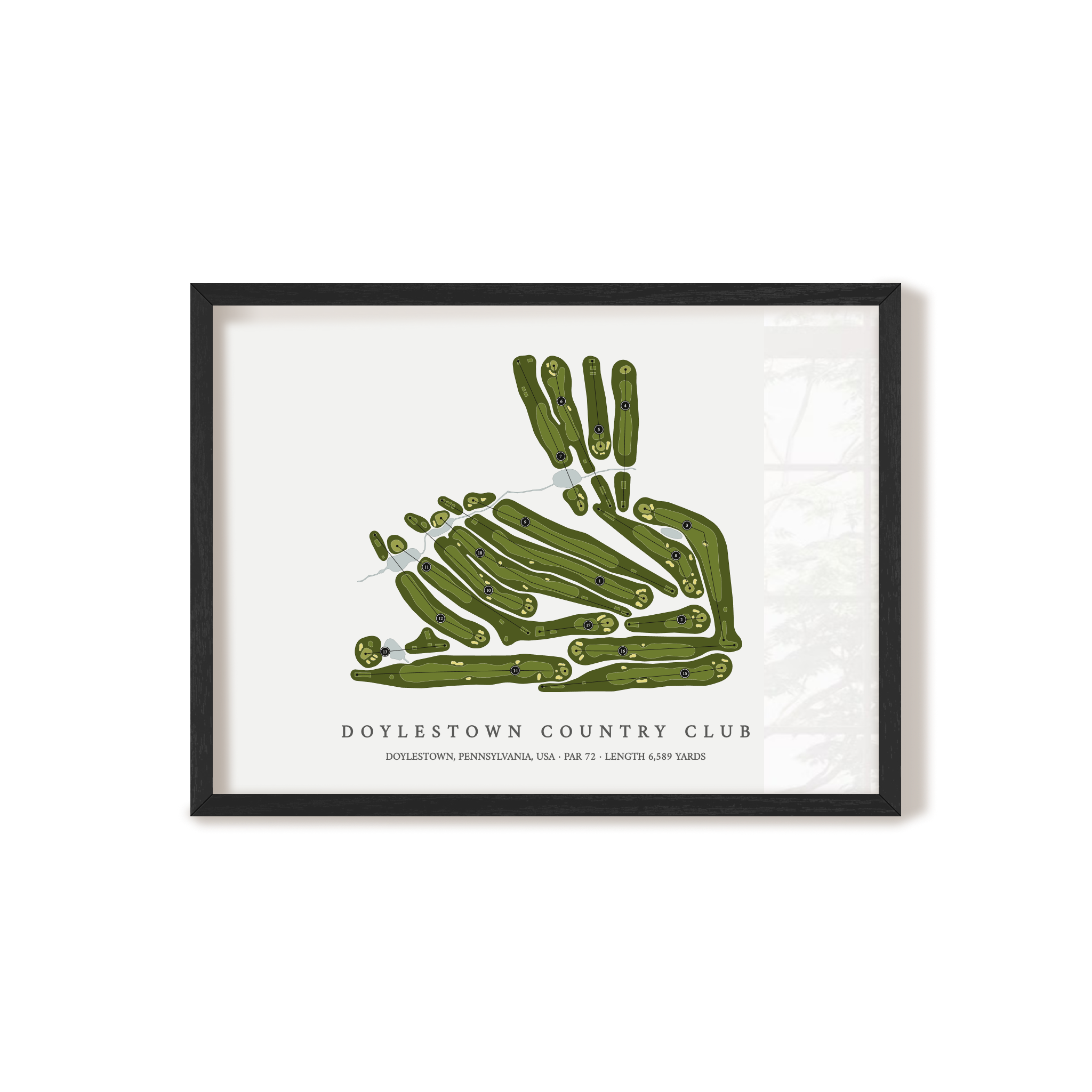 Doylestown Country Club | Golf Course Map | Black Frame