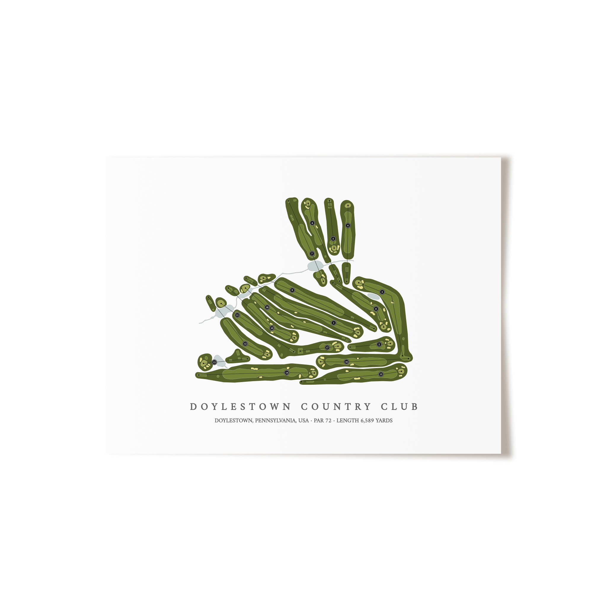 Doylestown Country Club | Golf Course Map | Unframed