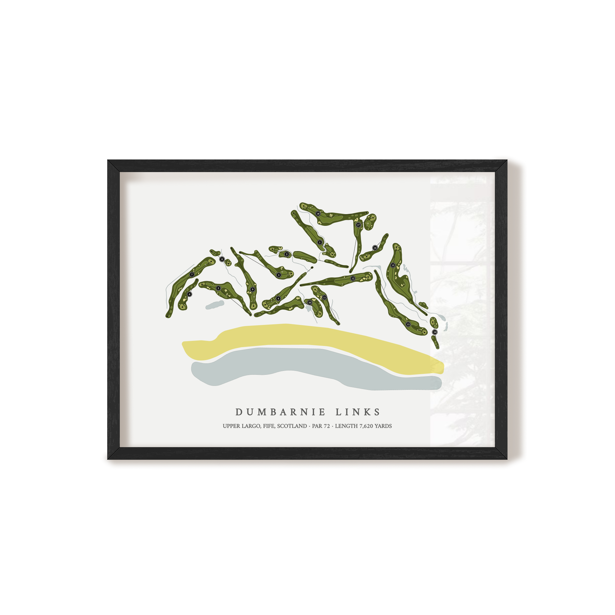 Dumbarnie Links | Golf Course Map | Black Frame