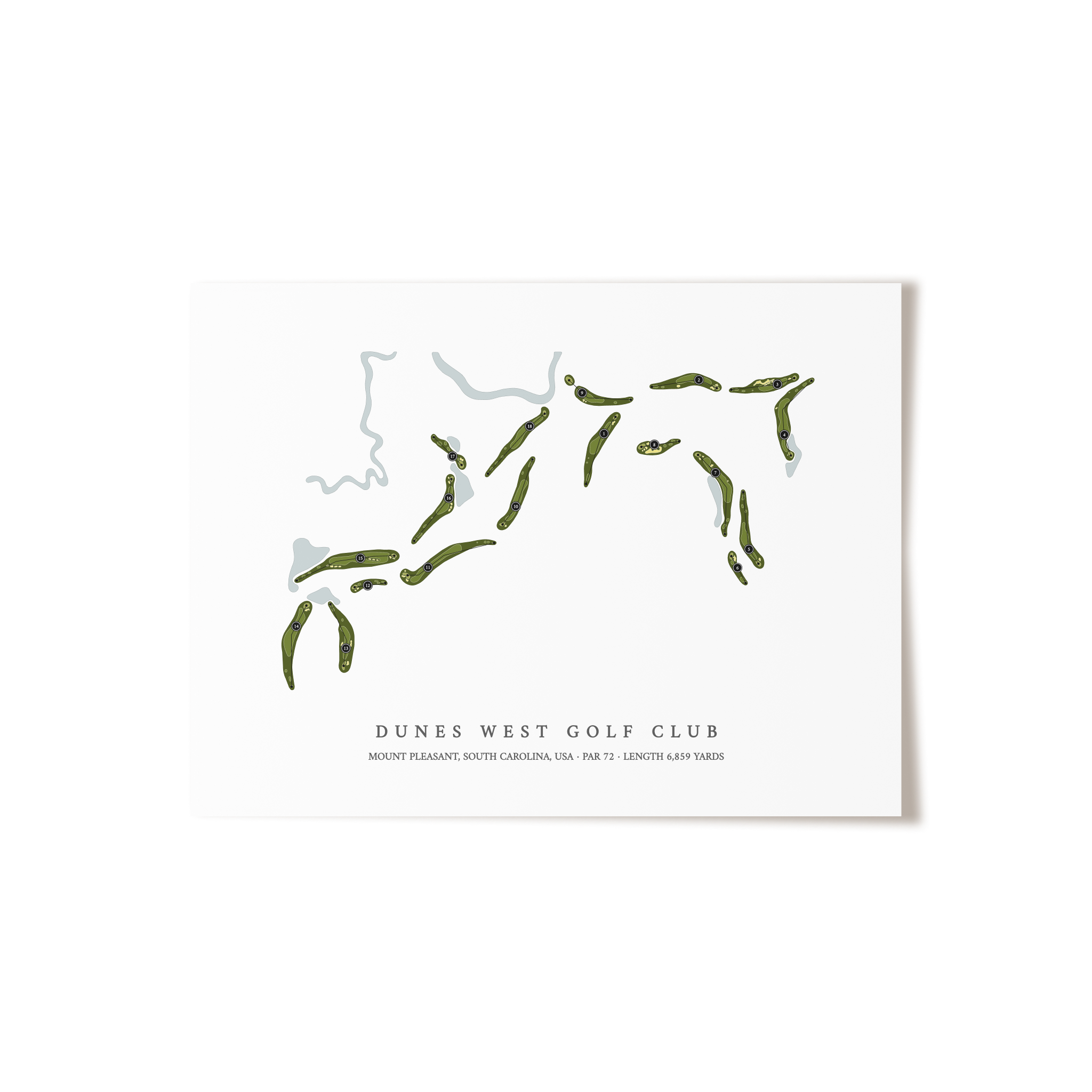 Dunes West Golf Club | Golf Course Map | Unframed