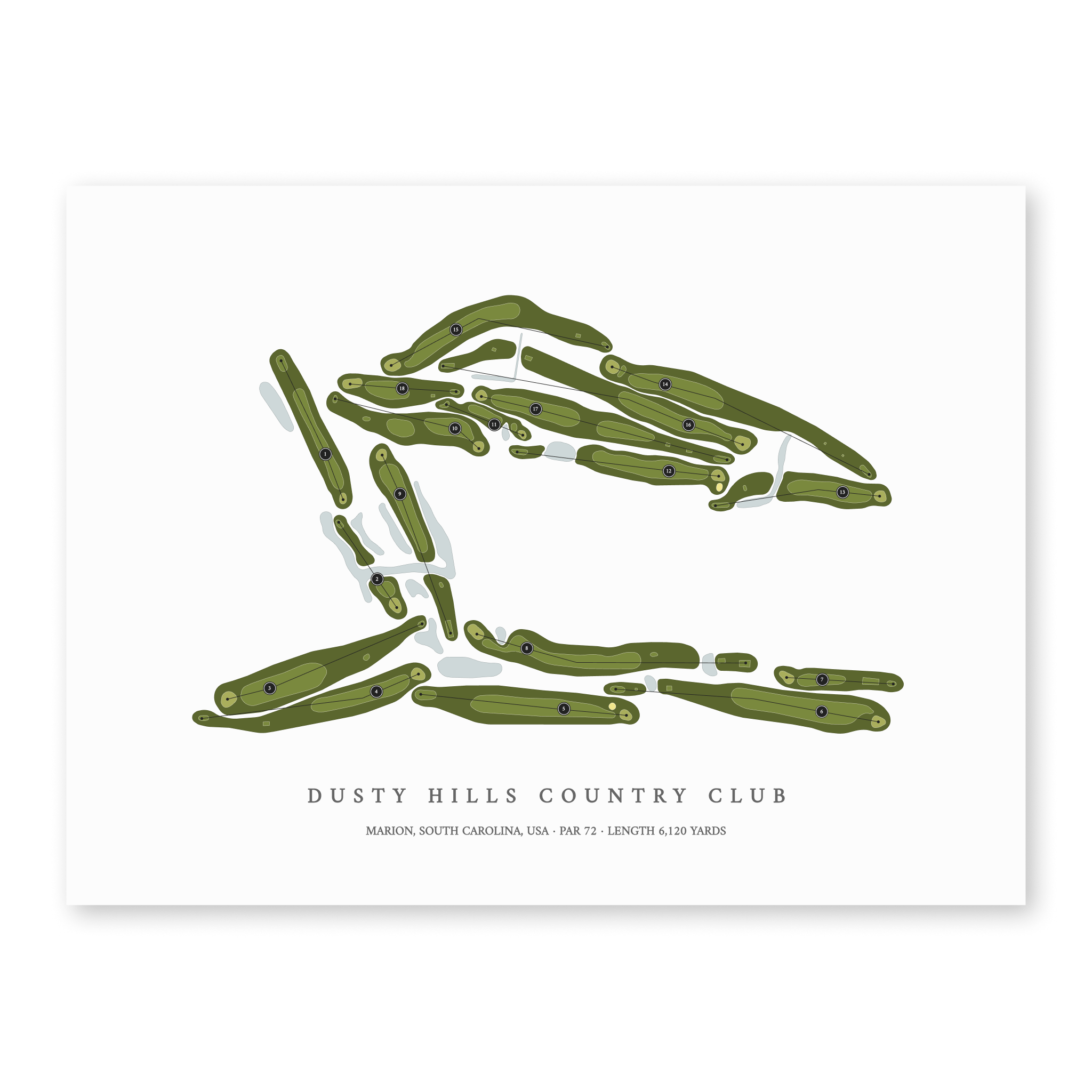 Dusty Hills Country Club | Golf Course Map | Unframed