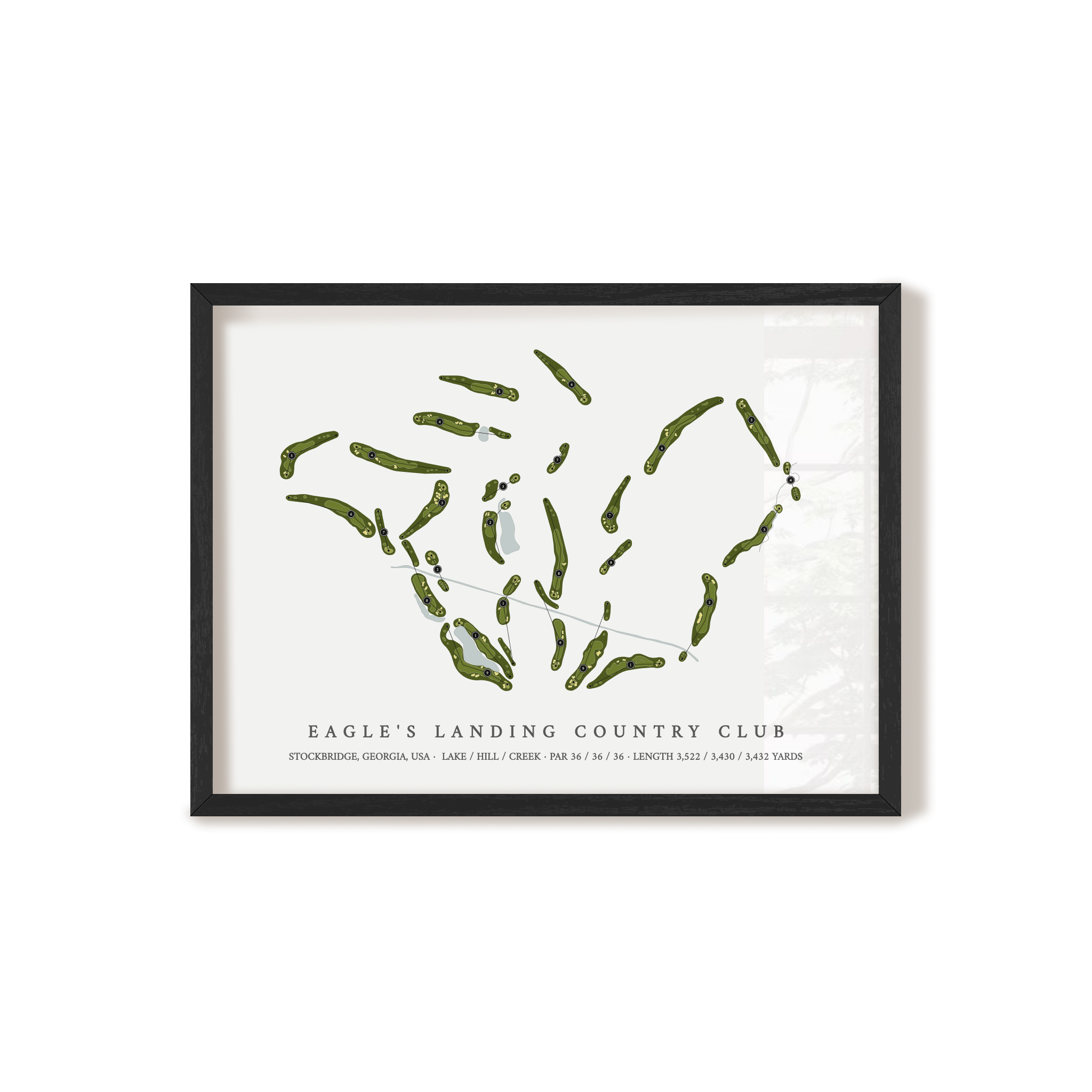 Eagle's Landing Country Club | Golf Course Map | Black Frame