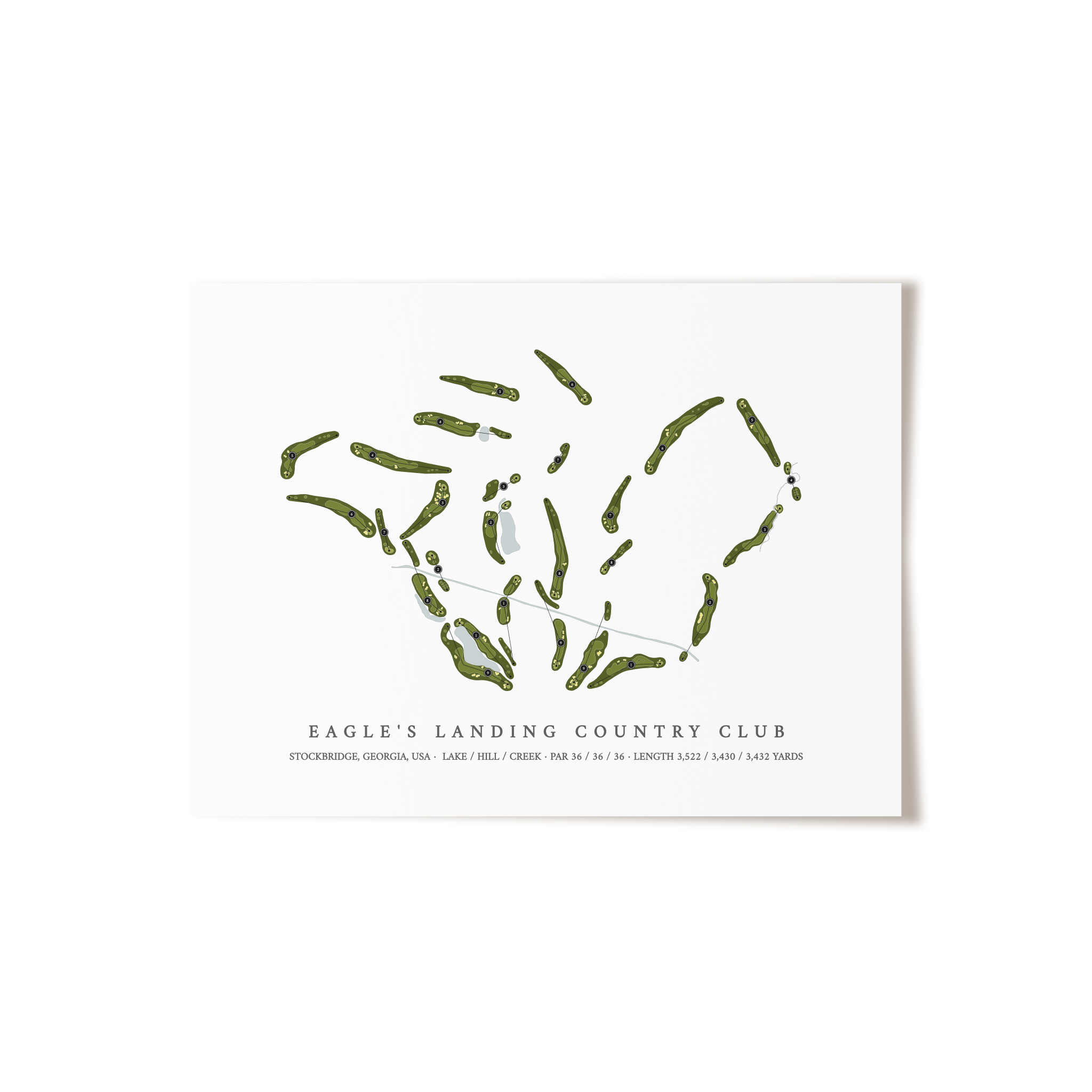Eagle's Landing Country Club | Golf Course Map | Unframed