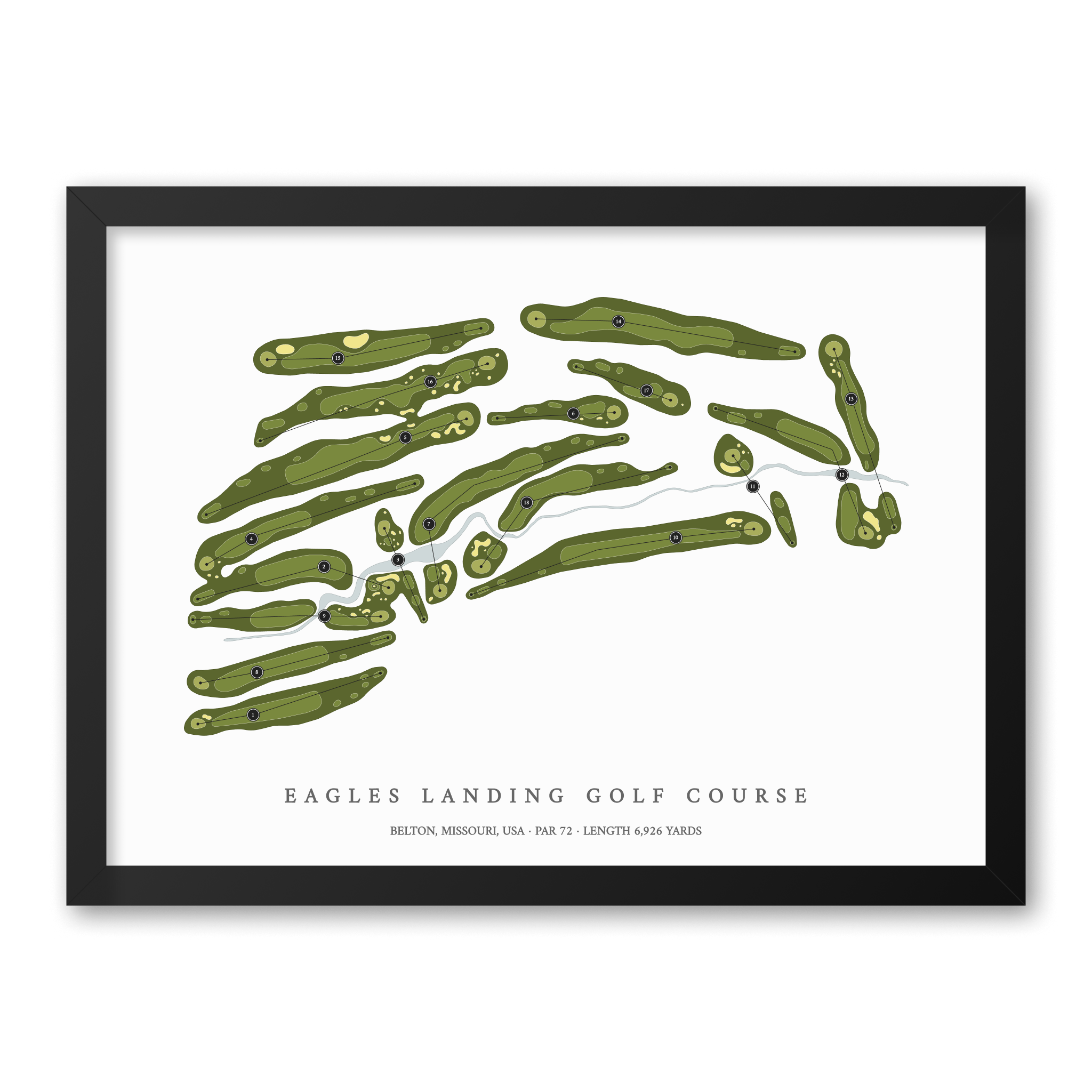 Eagles Landing Golf Course | Golf Course Map | Black Frame