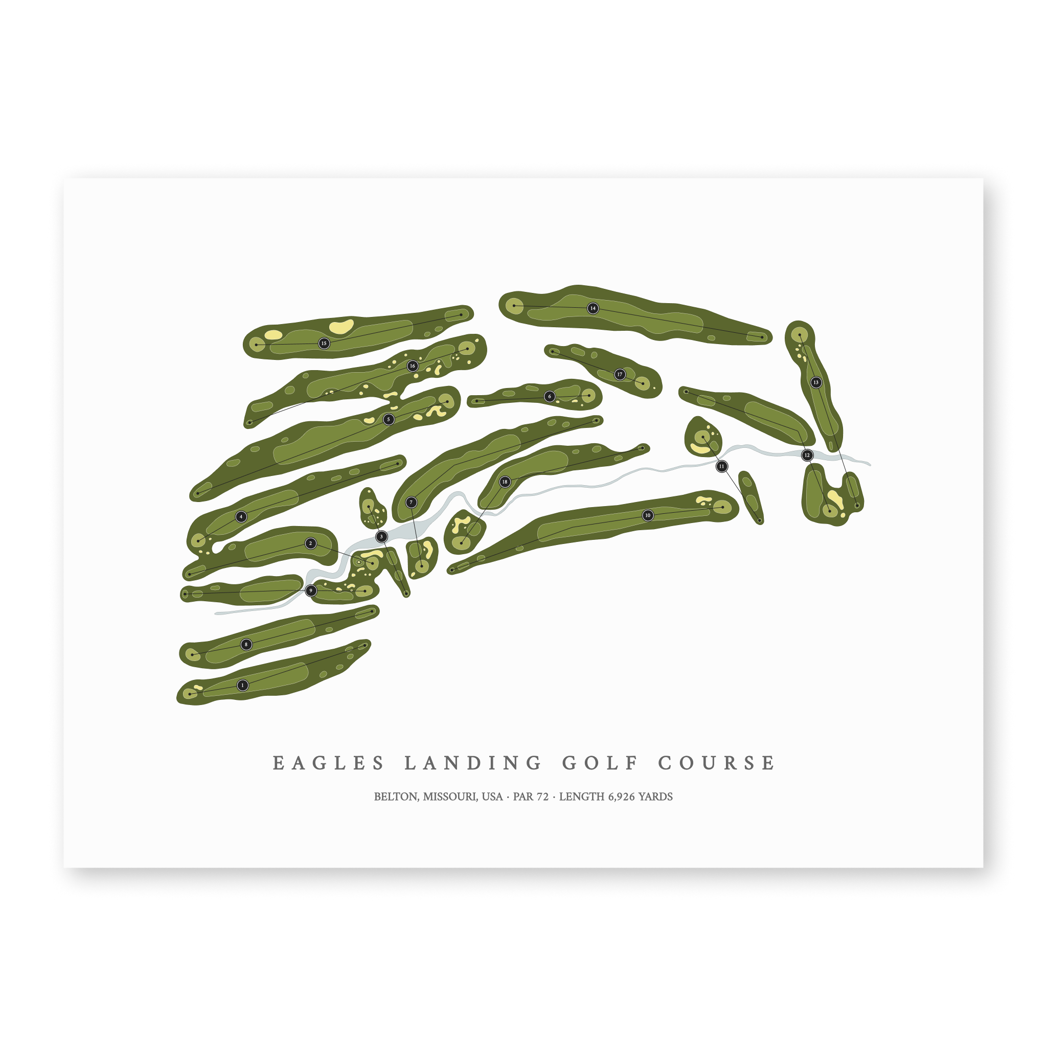 Eagles Landing Golf Course | Golf Course Map | Unframed