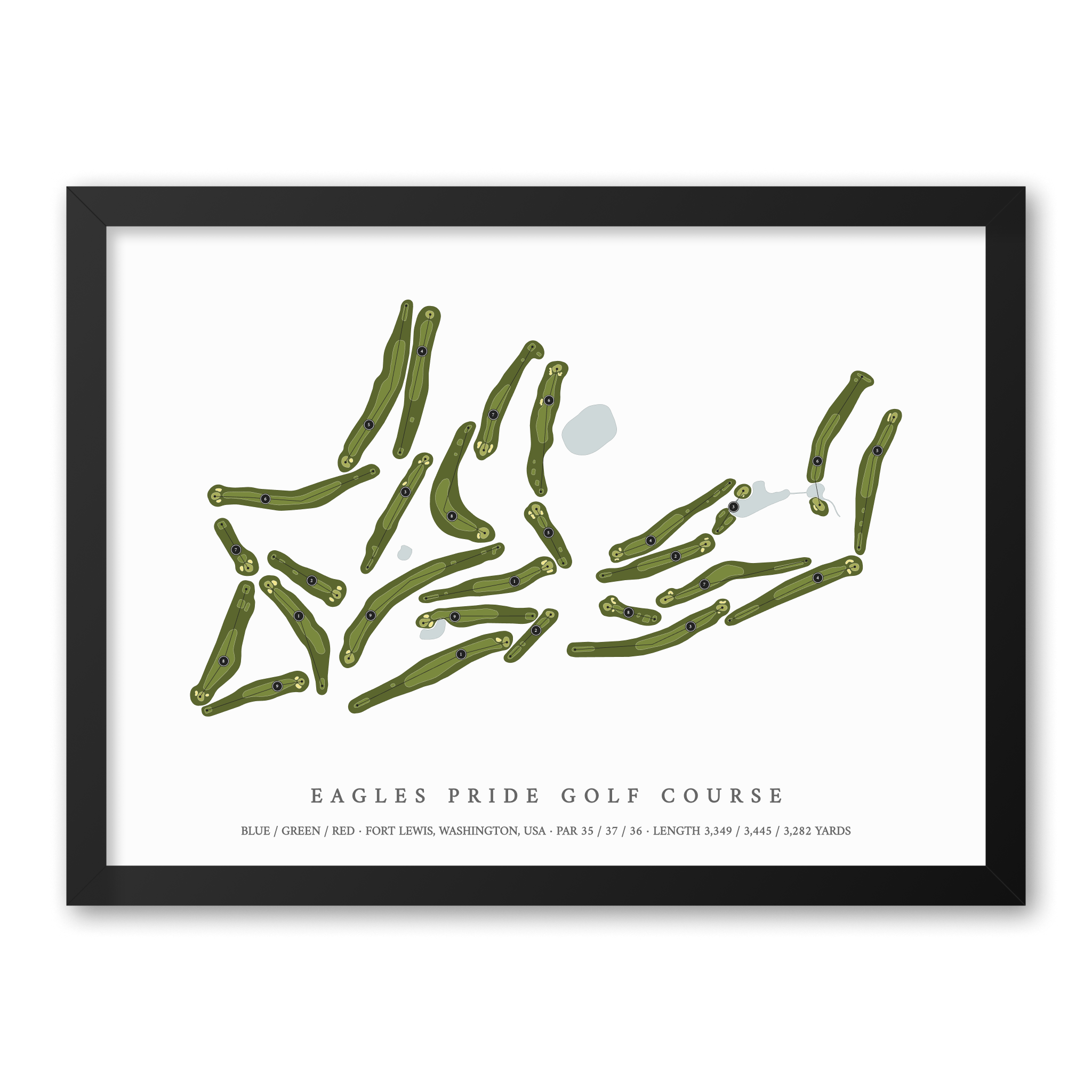 Eagles Pride Golf Course | Golf Course Map | Black Frame