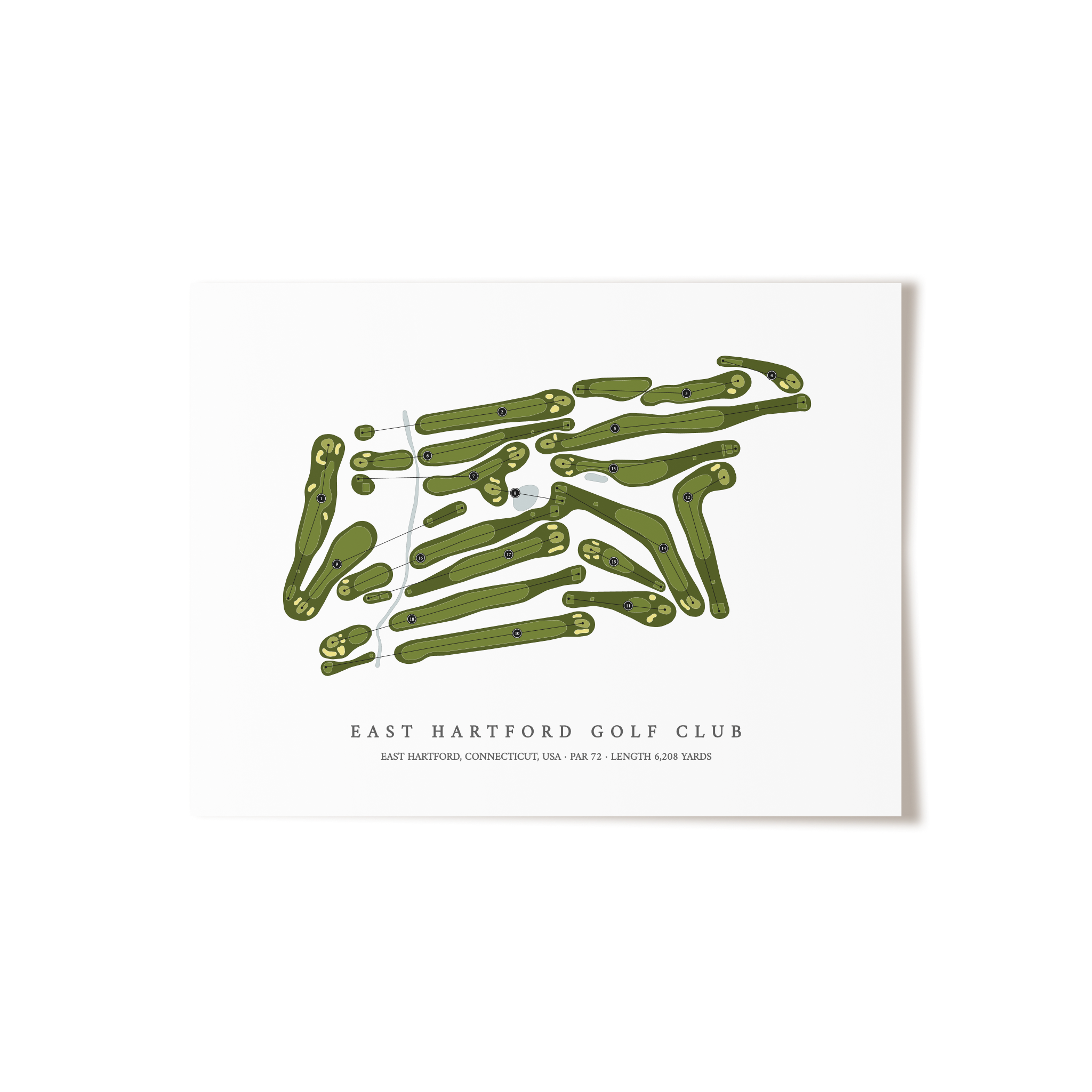 East Hartford Golf Club | Golf Course Map | Unframed