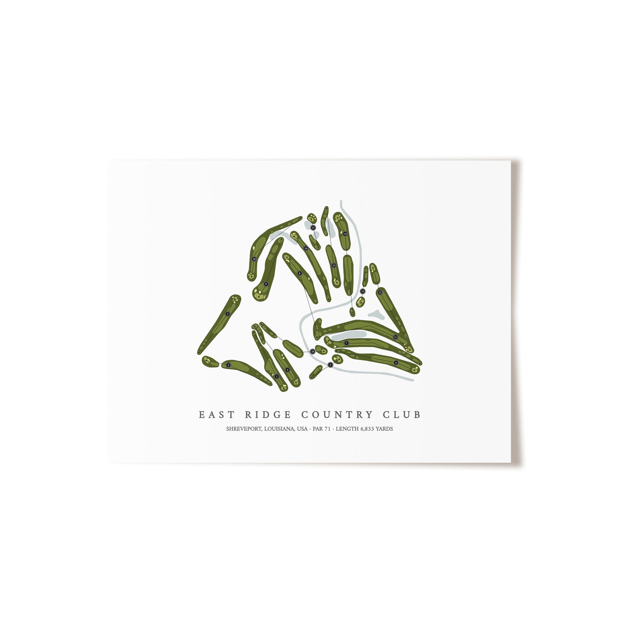 East Ridge Country Club | Golf Course Map | Unframed