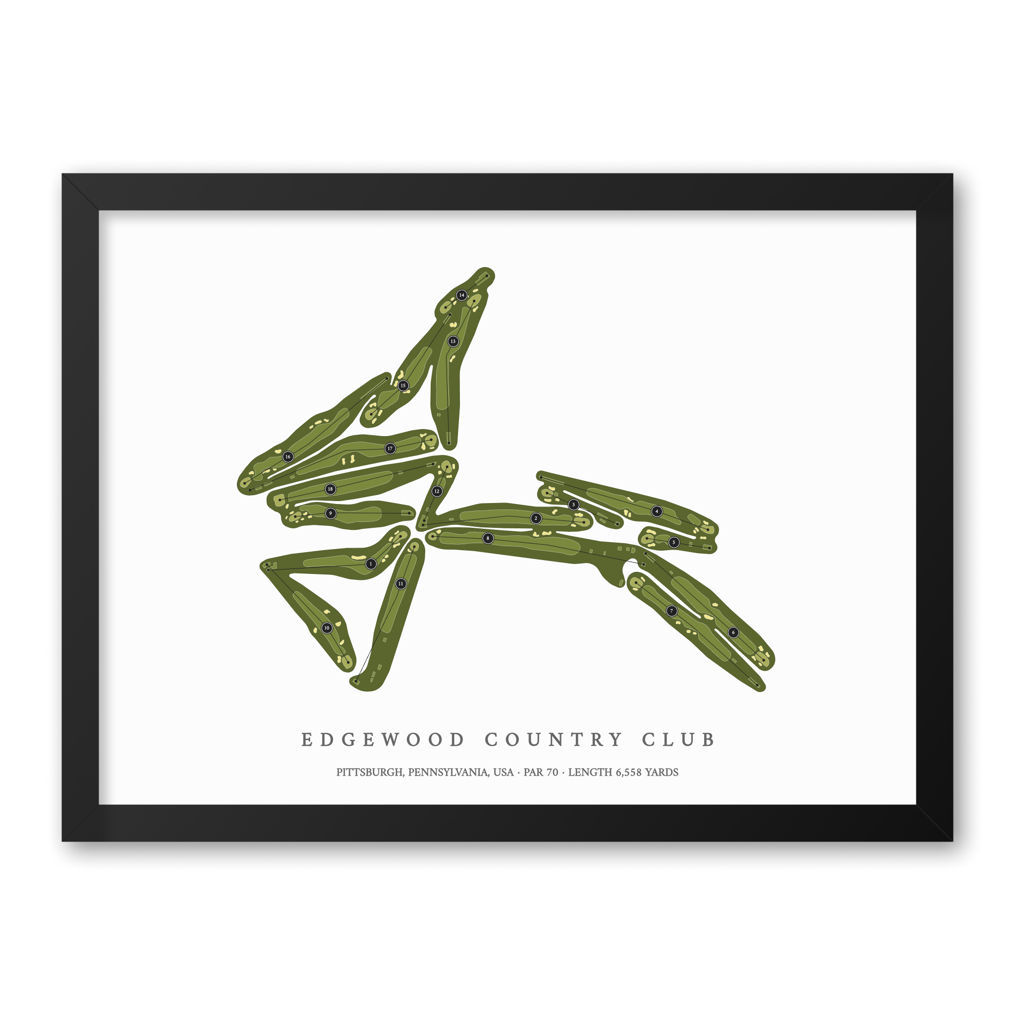 Edgewood Country Club | Golf Course Print | Black Frame