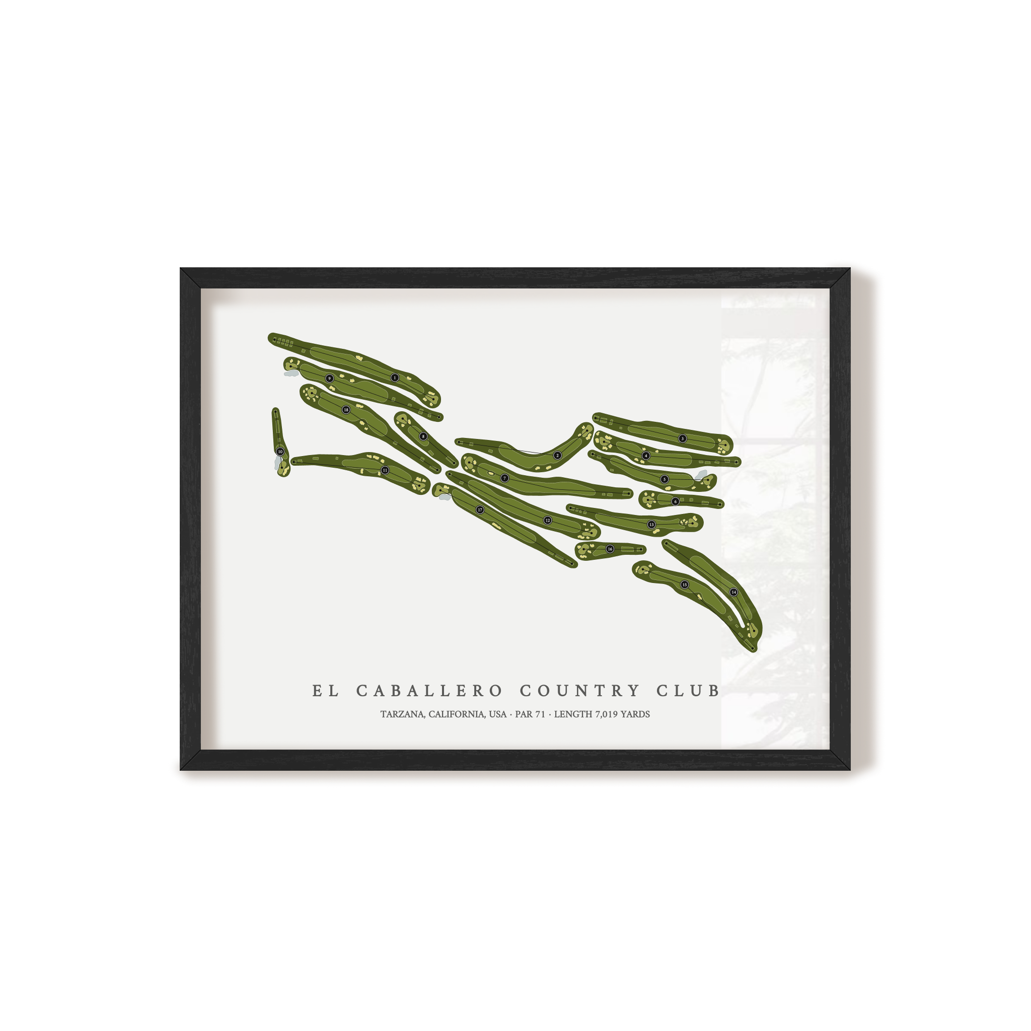 El Caballero Country Club | Golf Course Map | Black Frame