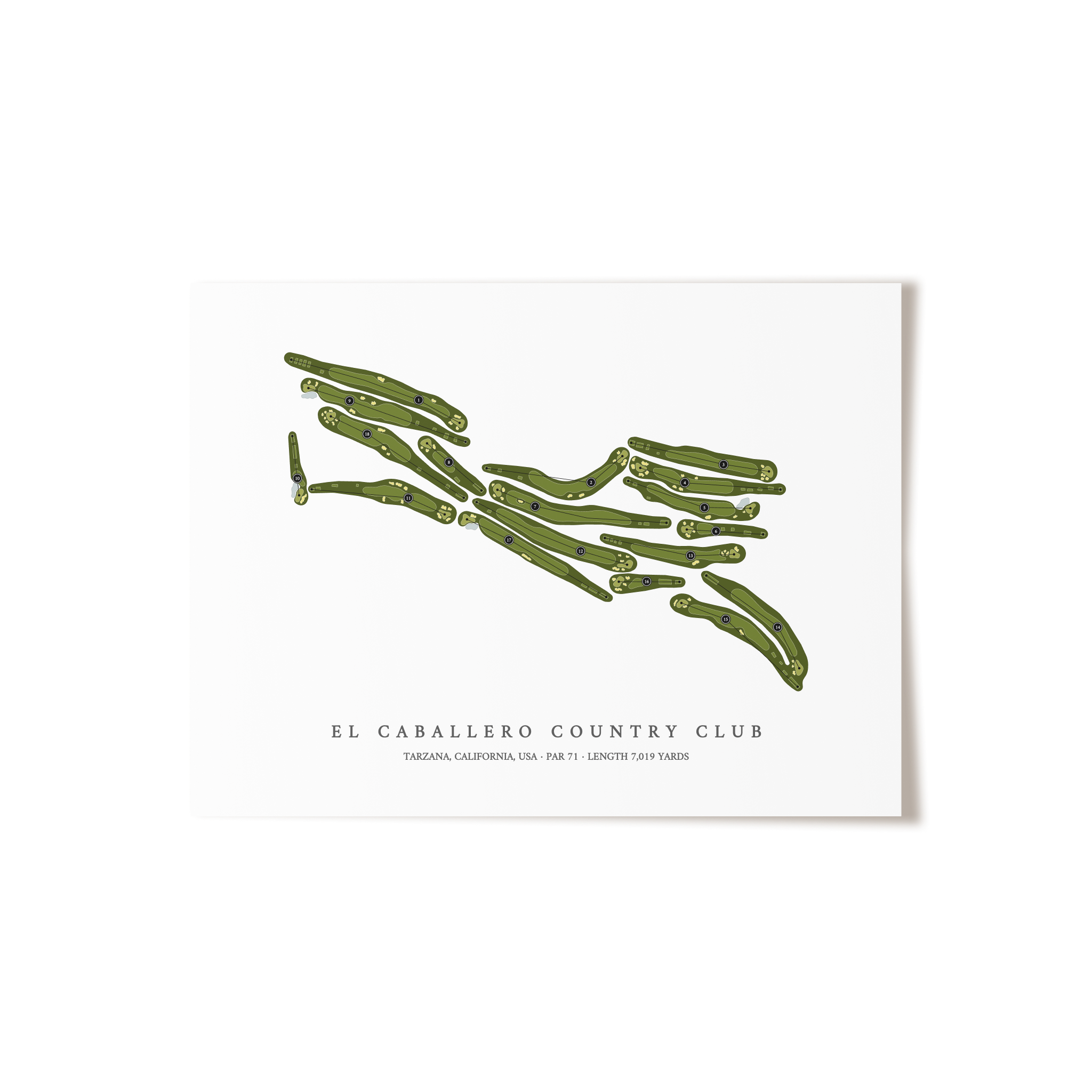El Caballero Country Club | Golf Course Map | Unframed