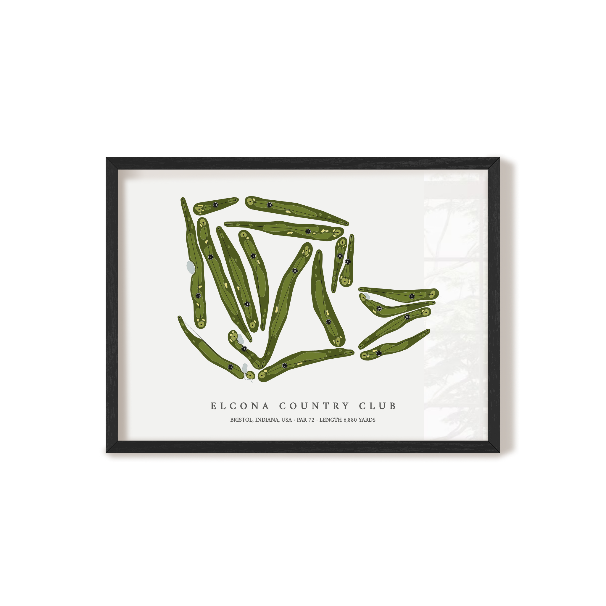 Elcona Country Club | Golf Course Map | Black Frame