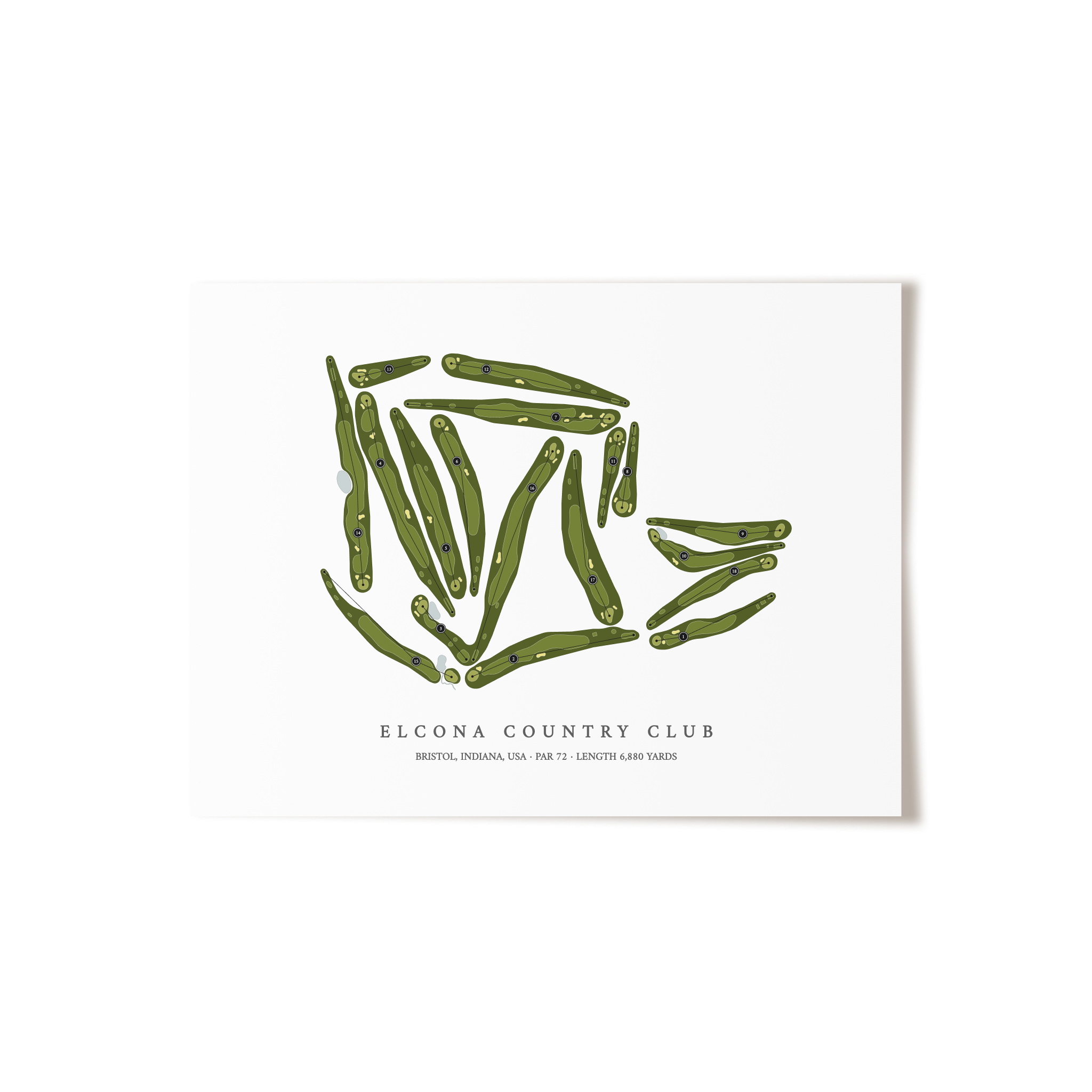 Elcona Country Club | Golf Course Map | Unframed