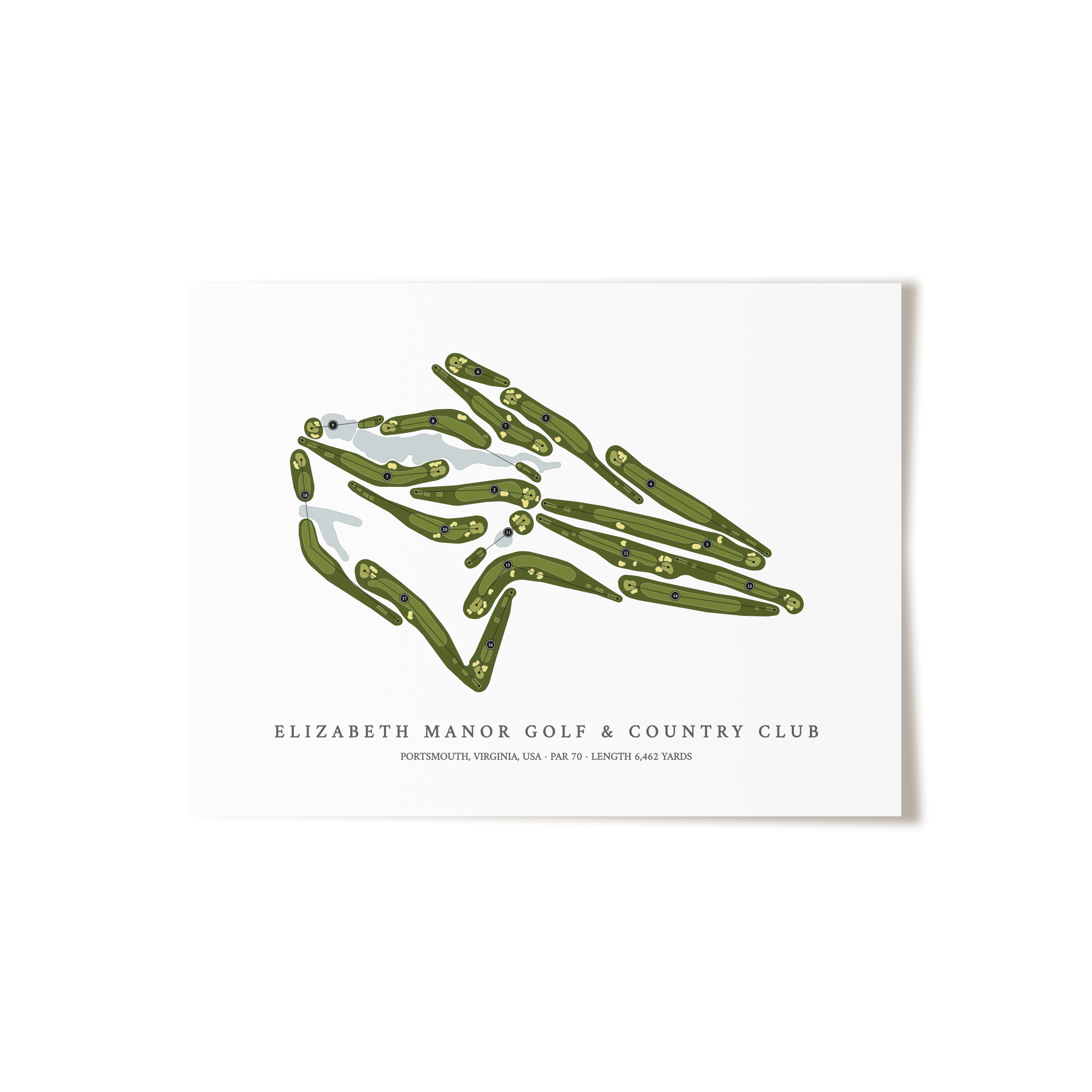 Elizabeth Manor Golf & Country Club | Golf Course Map | Unframed