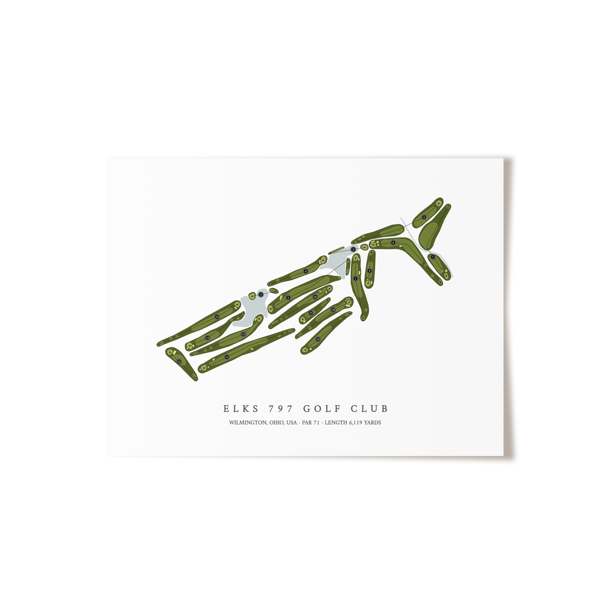 Elks 797 Golf Club | Golf Course Map | Unframed
