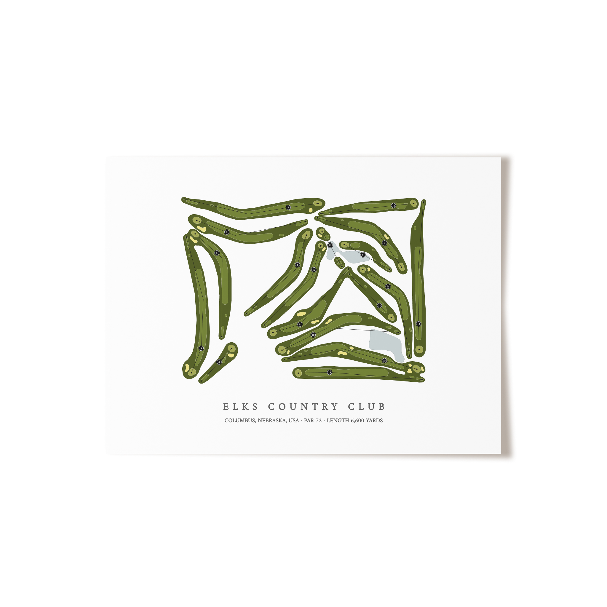 Elks Country Club | Golf Course Map | Unframed
