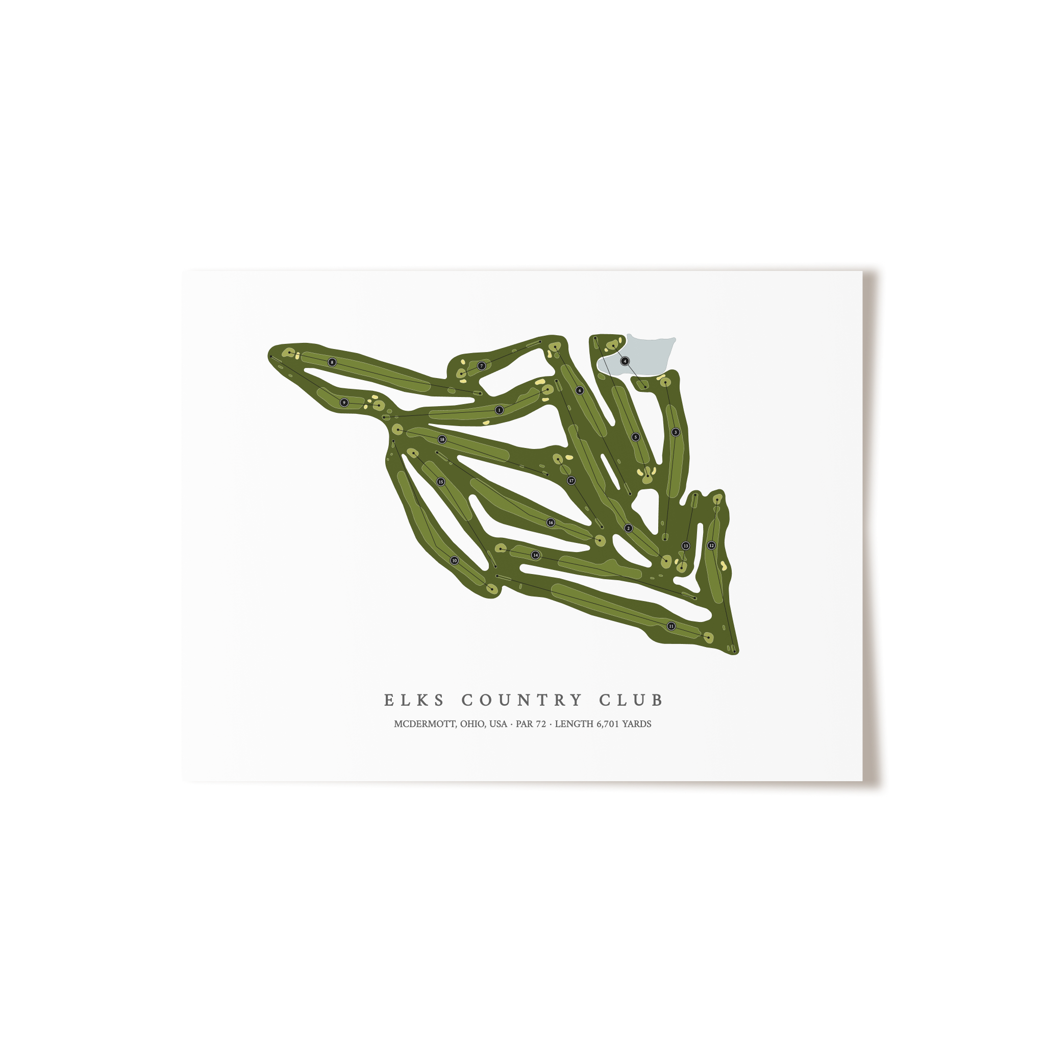 Elks Country Club | Golf Course Map | Unframed