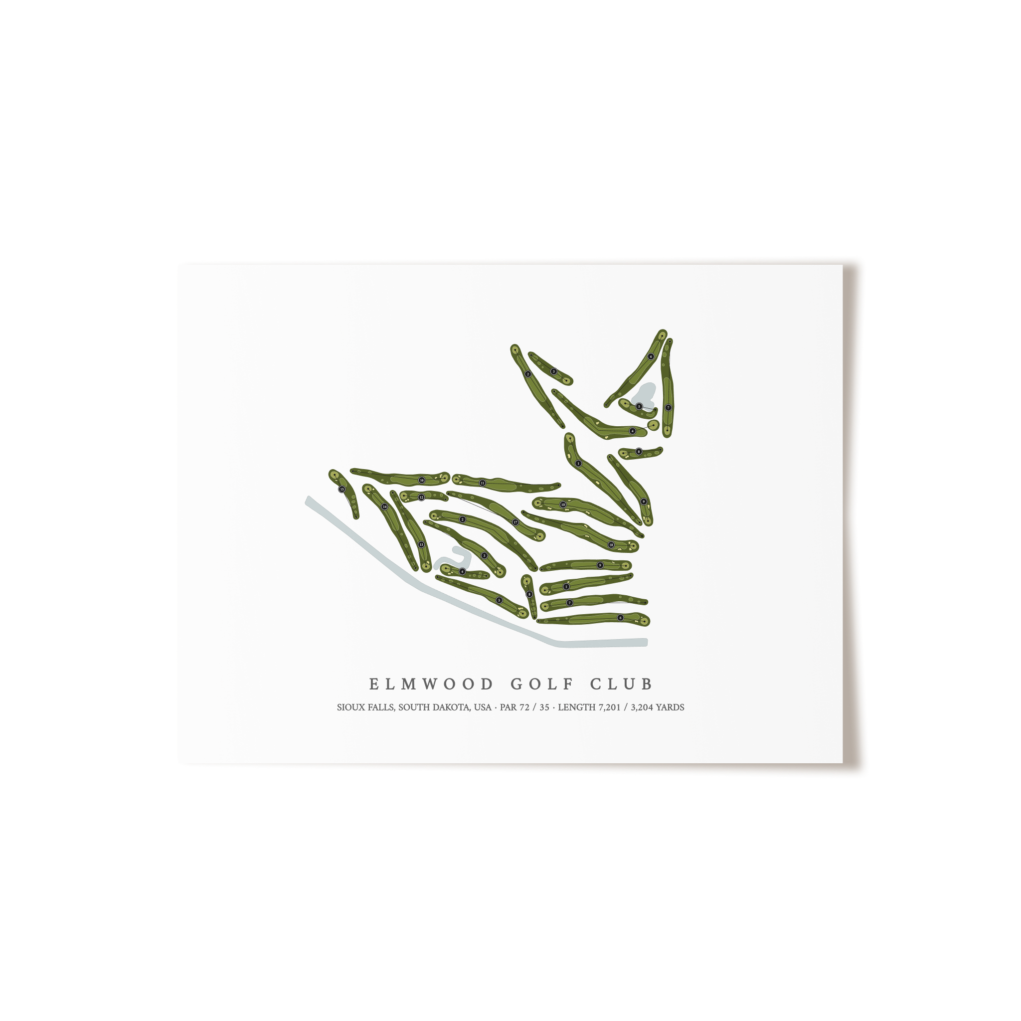 Elmwood Golf Club | Golf Course Map | Unframed