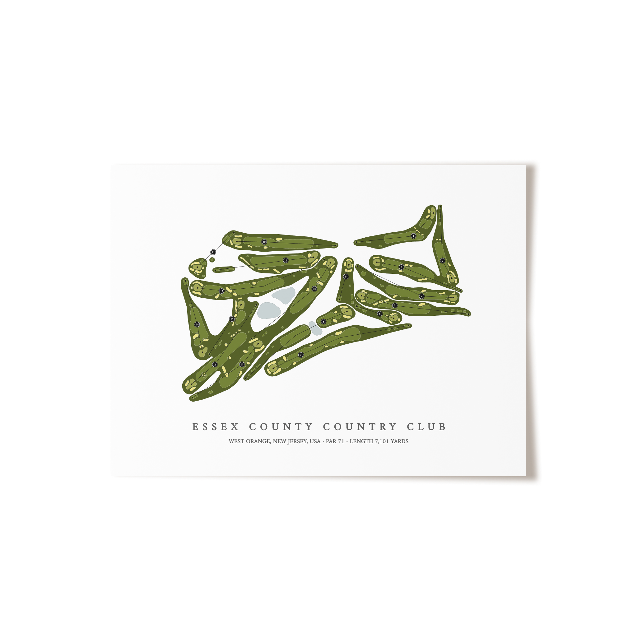 Essex County Country Club | Golf Course Map | Unframed