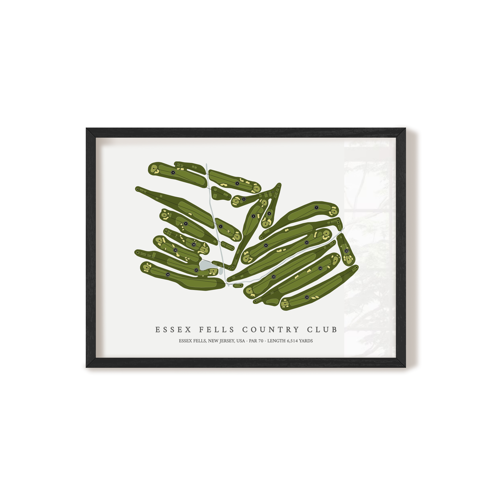 Essex Fells Country Club | Golf Course Map | Black Frame