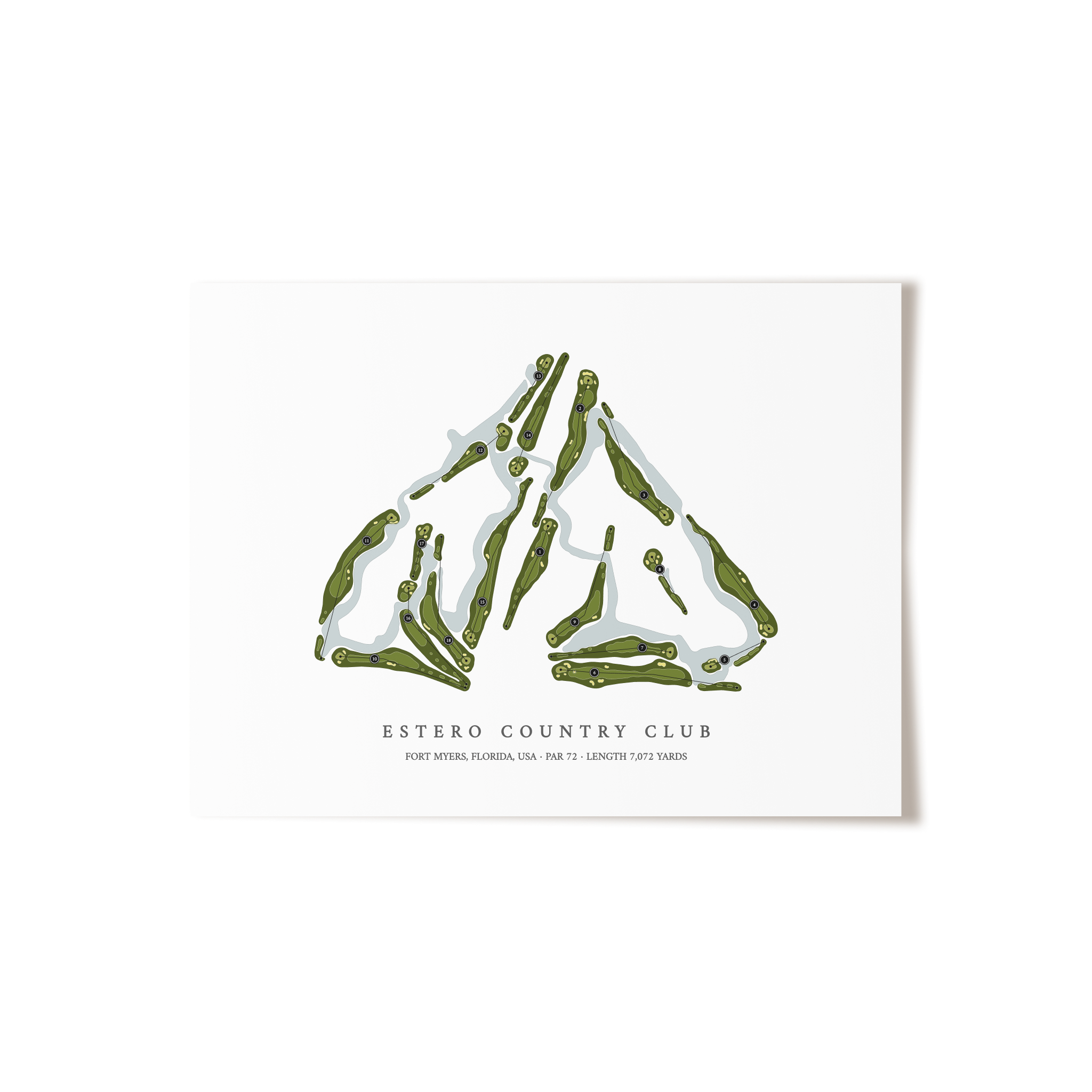 Estero Country Club | Golf Course Map | Unframed
