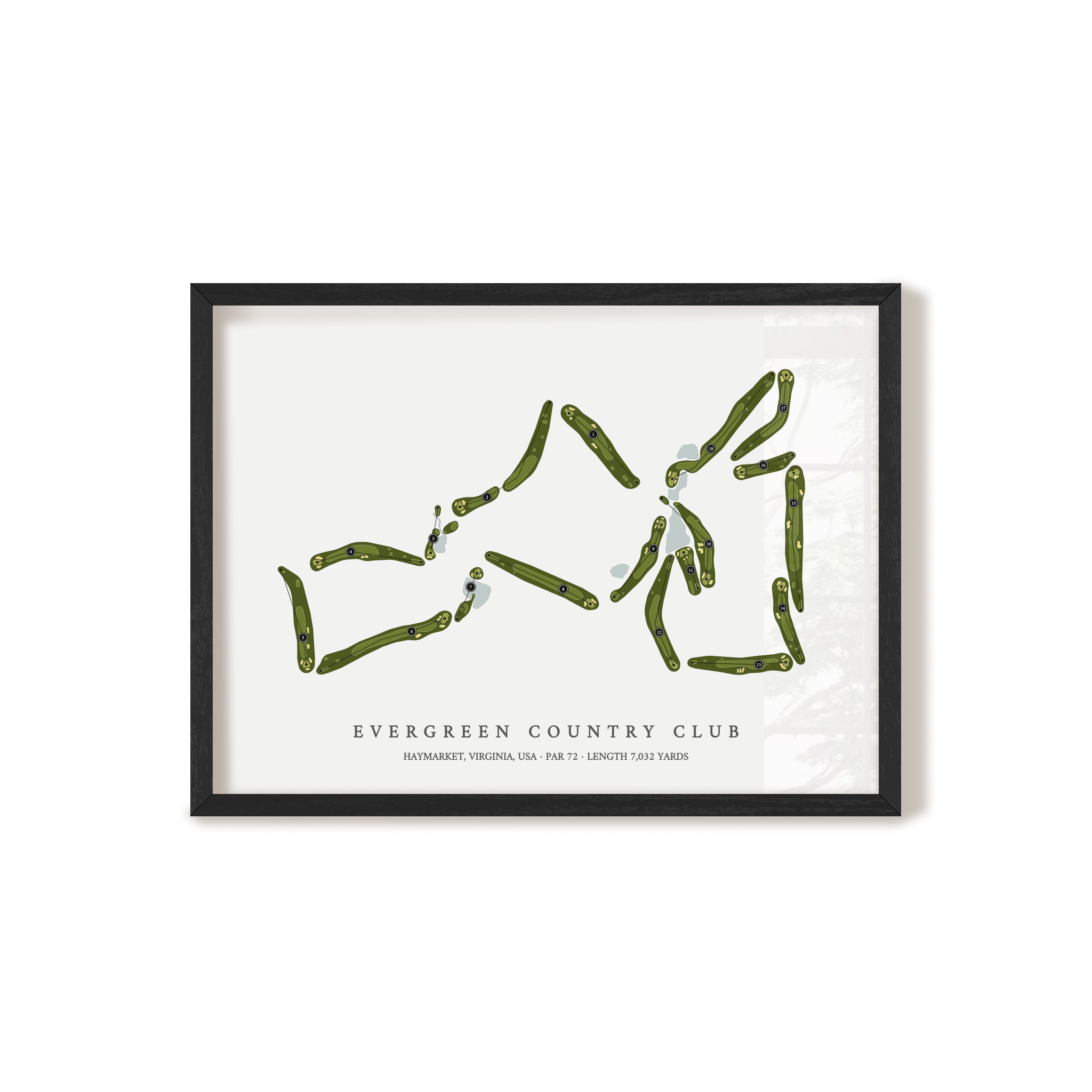 Evergreen Country Club | Golf Course Map | Black Frame