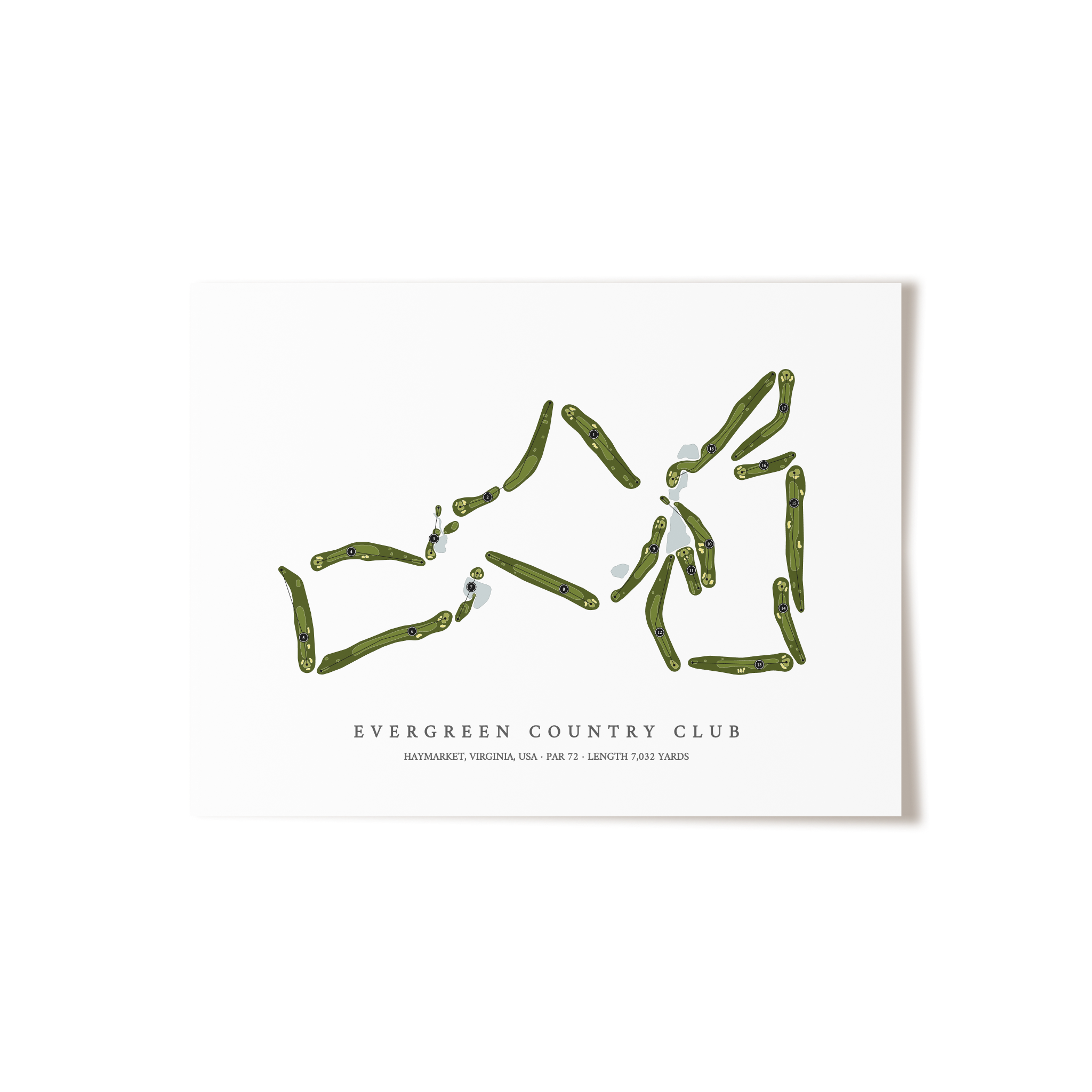Evergreen Country Club | Golf Course Map | Unframed