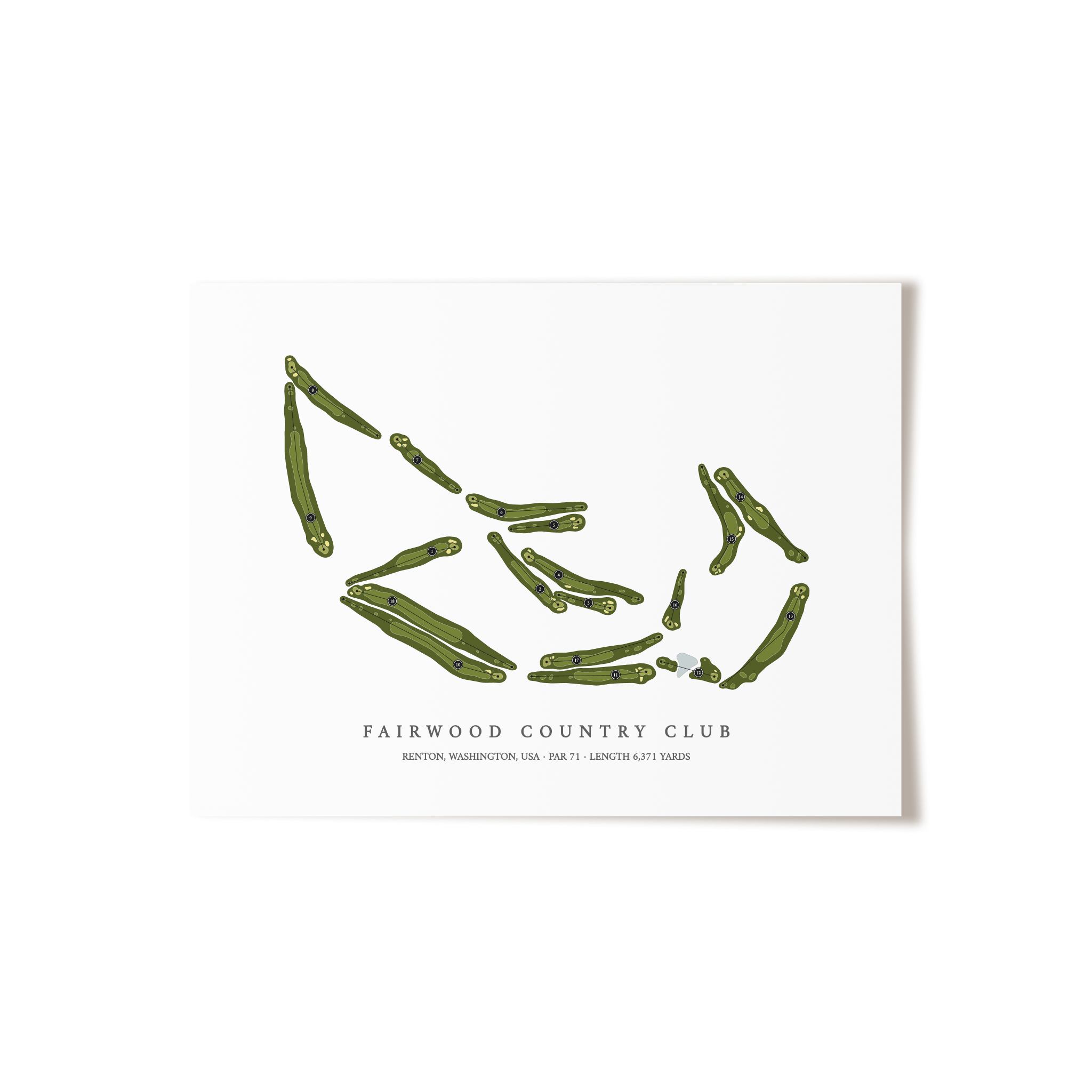 Fairwood Country Club | Golf Course Map | Unframed