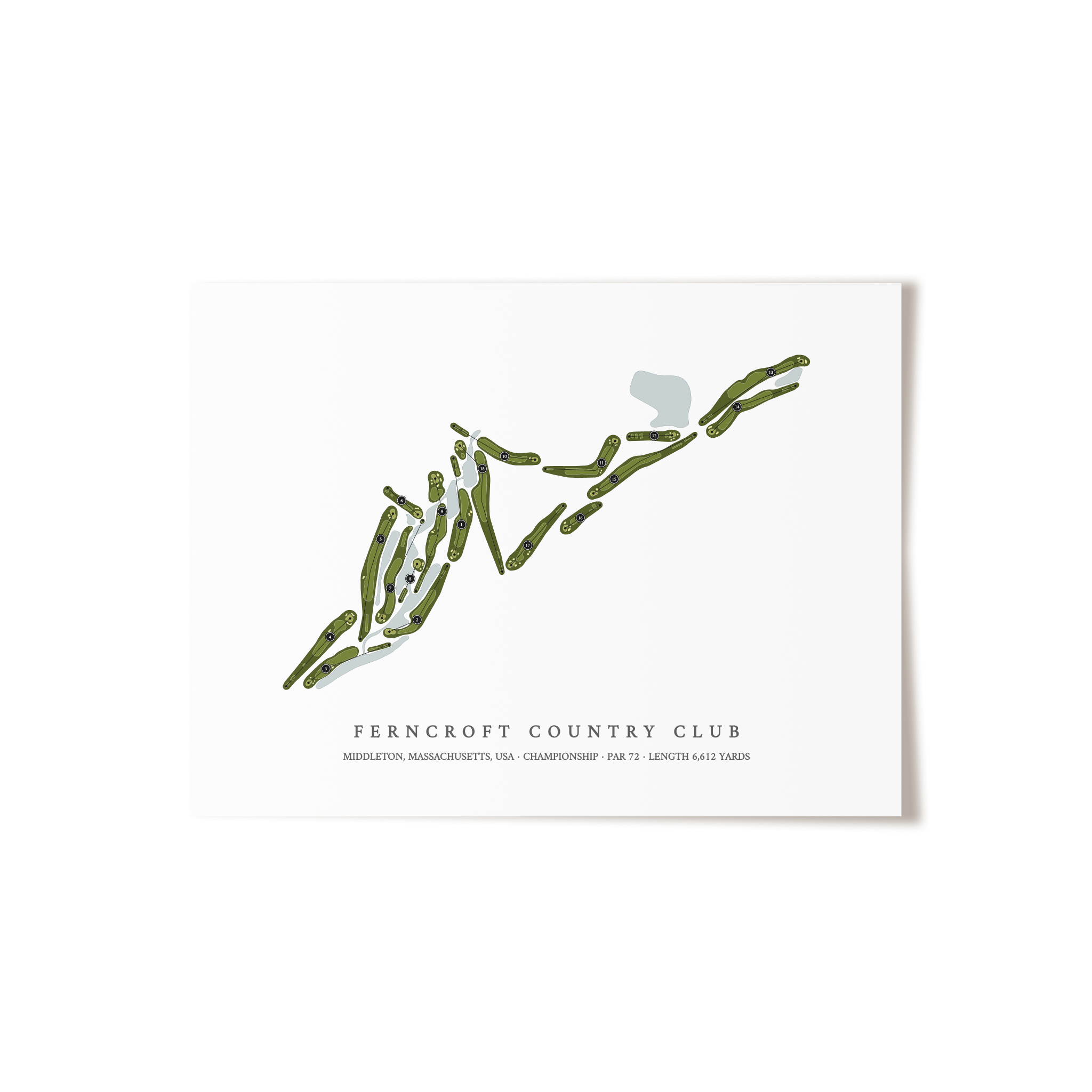 Ferncroft Country Club | Golf Course Map | Unframed