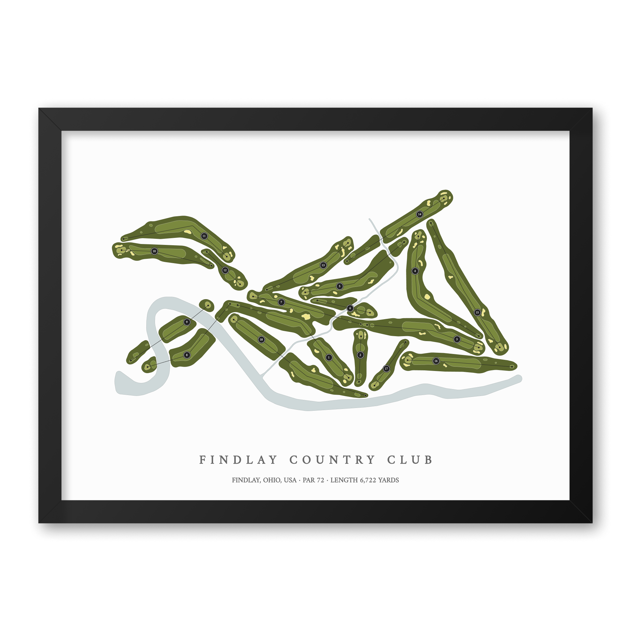 Findlay Country Club | Golf Course Map | Black Frame