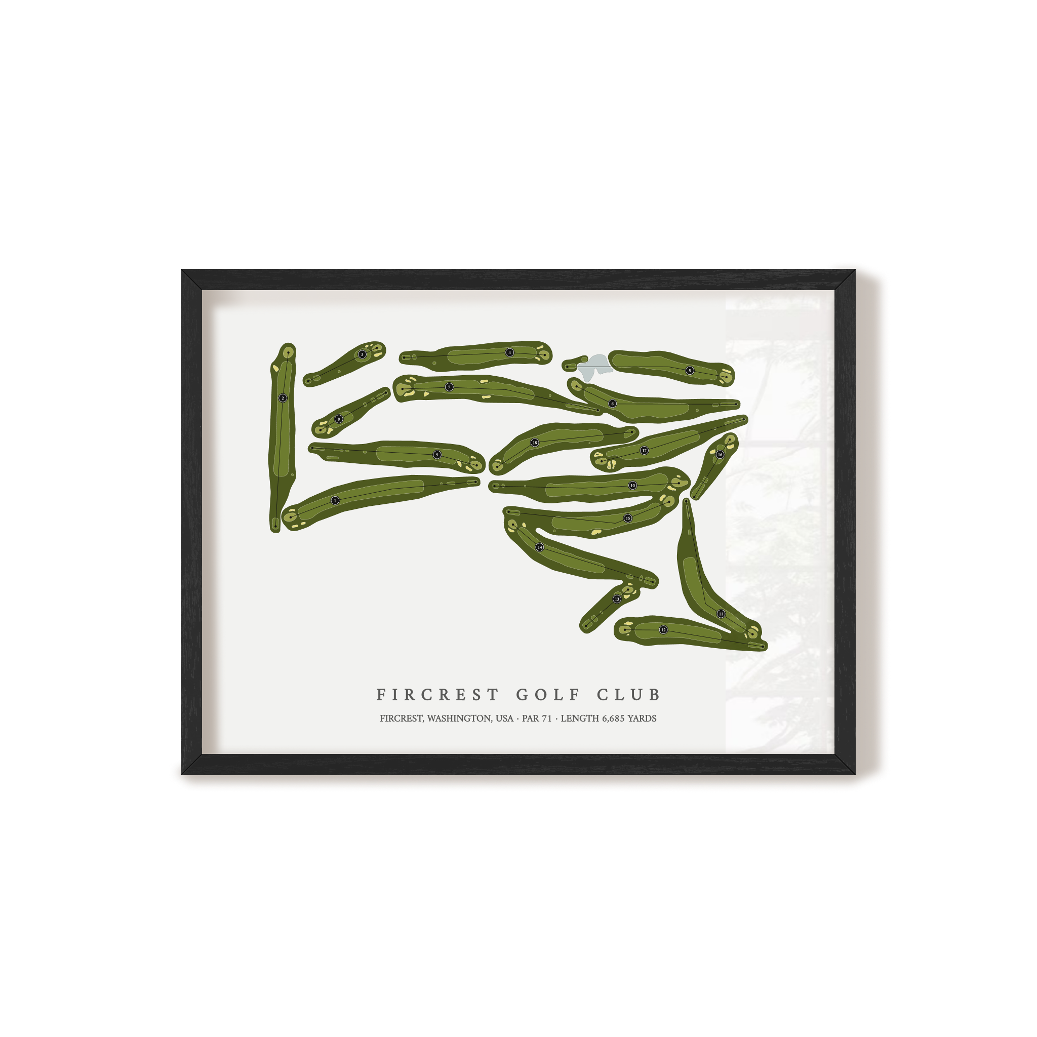 Fircrest Golf Club | Golf Course Map | Black Frame