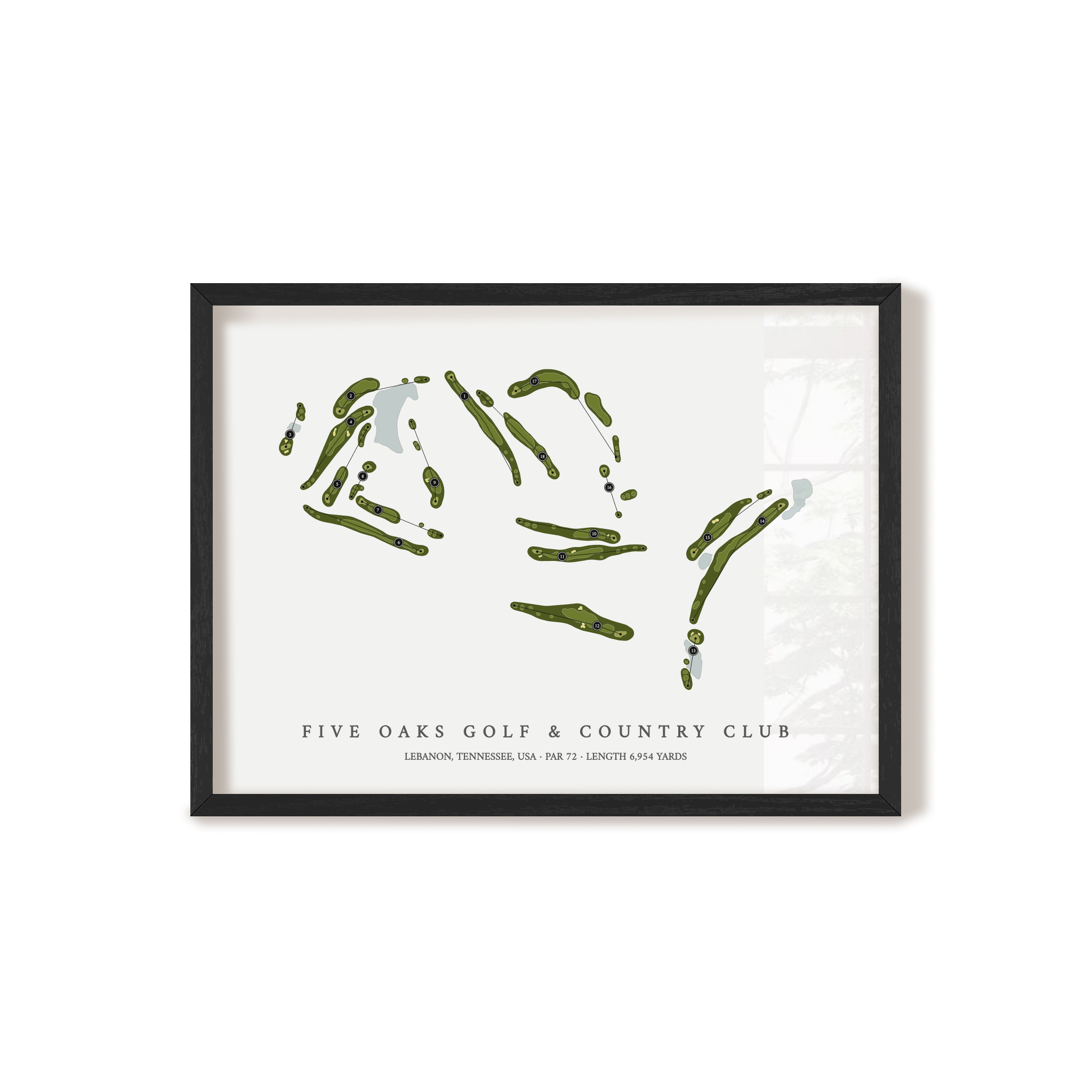 Five Oaks Golf & Country Club | Golf Course Map | Black Frame