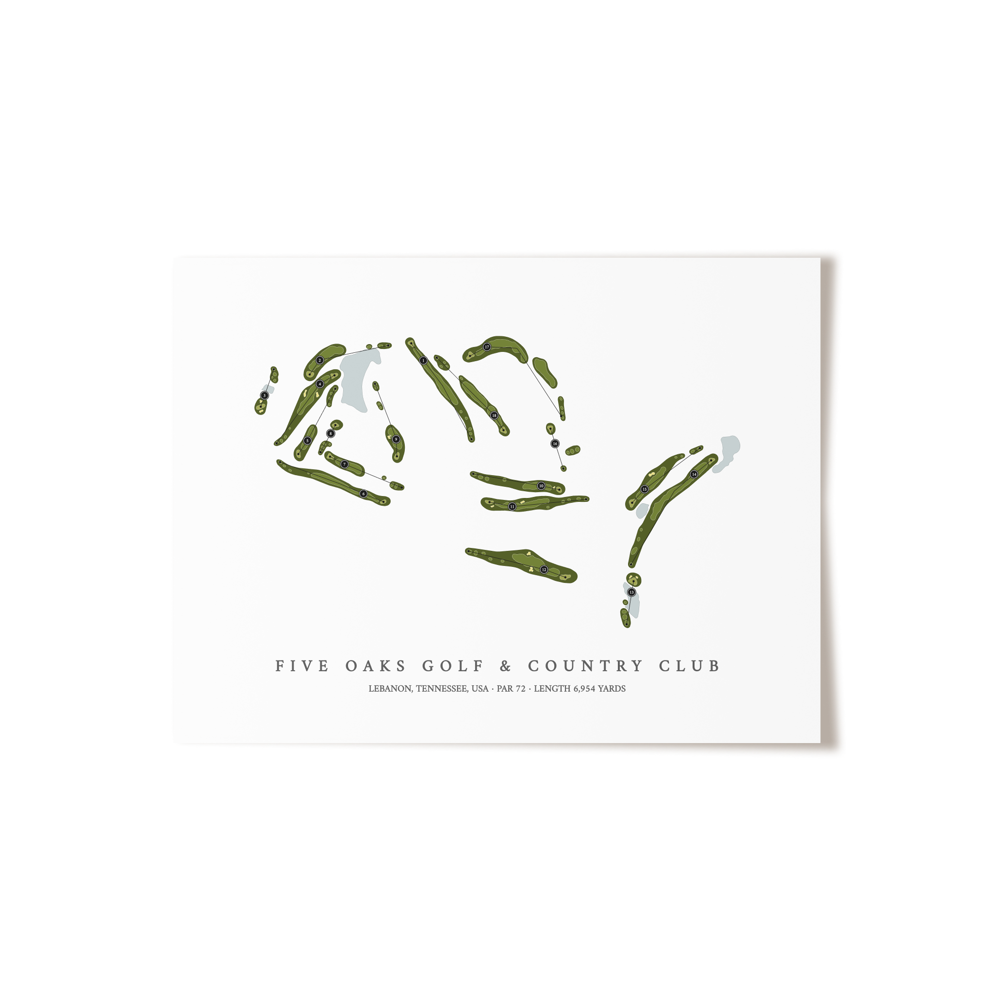 Five Oaks Golf & Country Club | Golf Course Map | Unframed