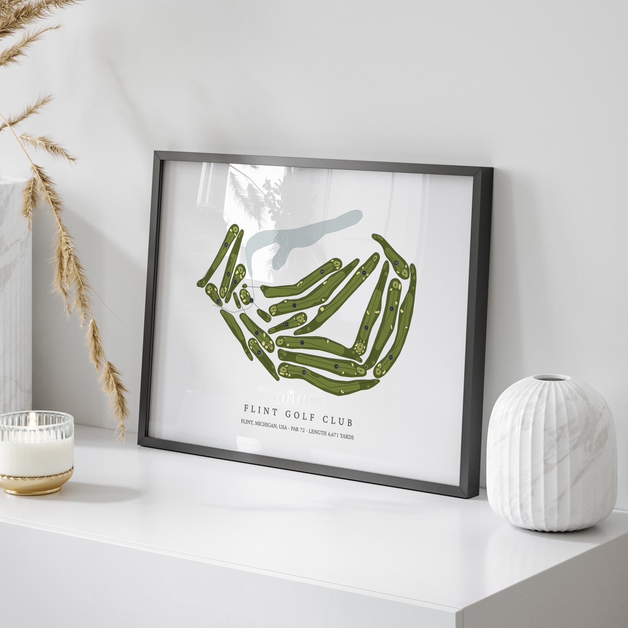 Flint Golf Club | Golf Course Print | On Table